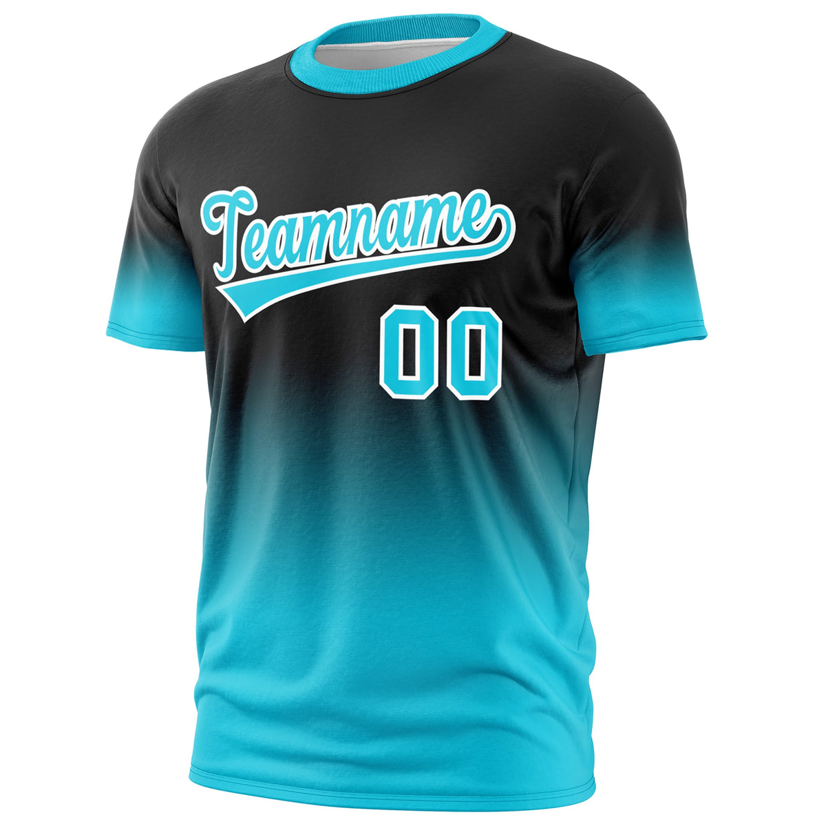 Custom Black Sky Blue White Gradient Fashion Lightweight T-shirt| KXKSHOP