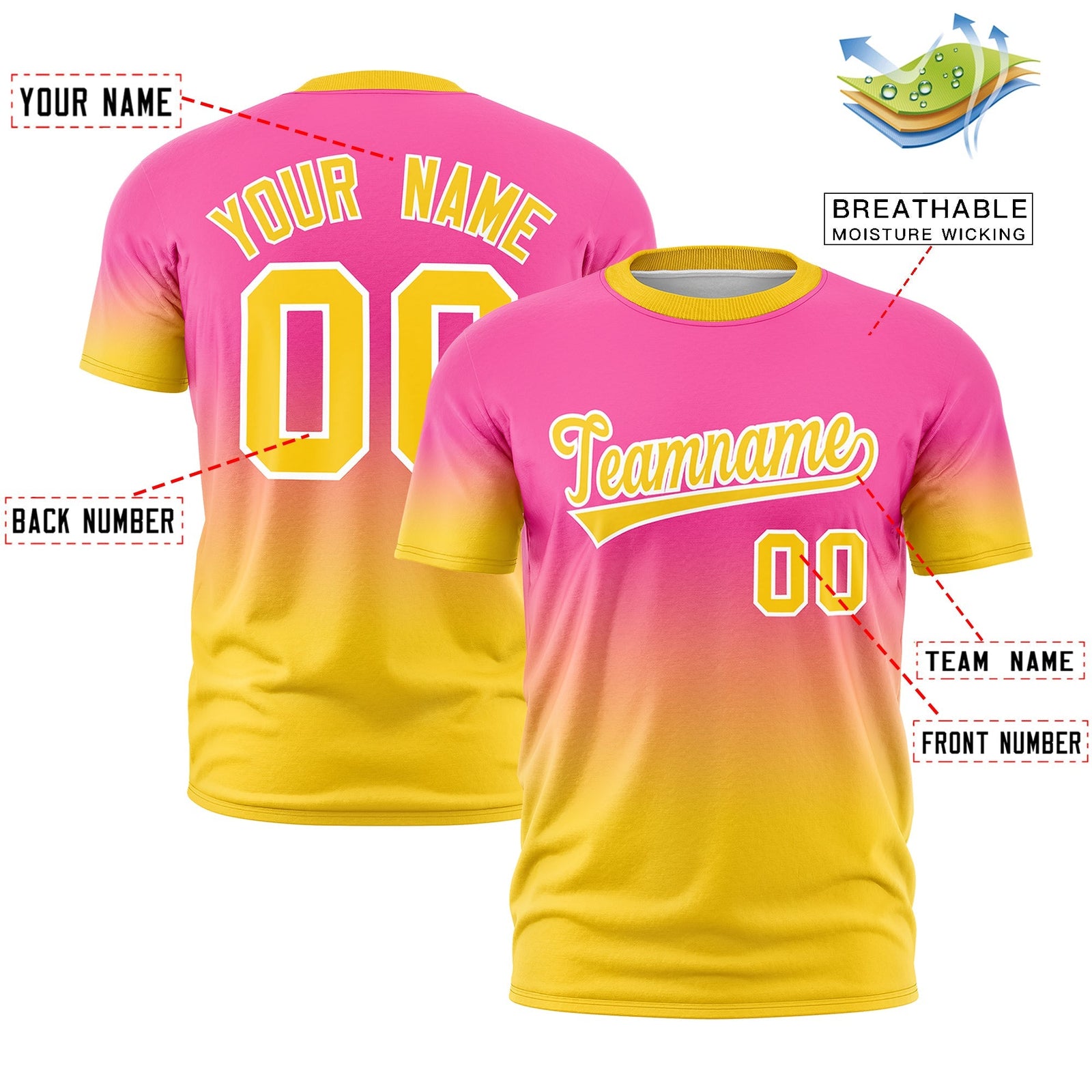 Custom Pink Gold White Gradient Fashion Lightweight T-shirt| KXKSHOP