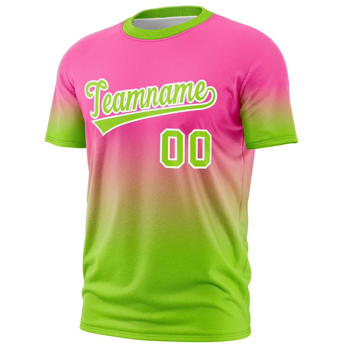 Custom Pink Neon Green White Gradient Fashion Quick Dry T-shirt| KXKSHOP