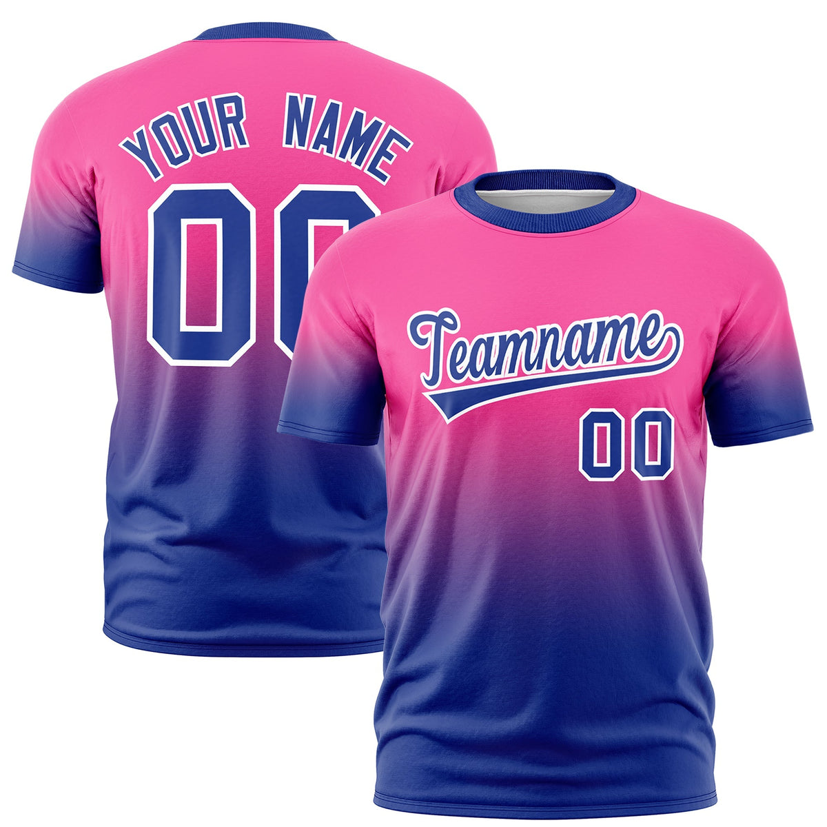Custom Pink Royal Blue White Gradient Fashion Lightweight T-shirt| KXKSHOP