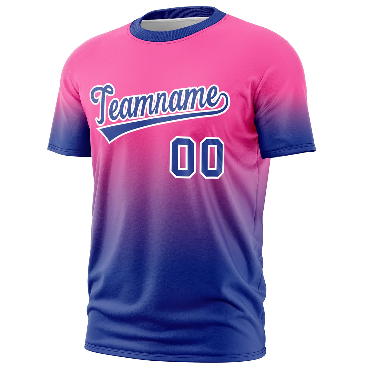 Custom Pink Royal Blue White Gradient Fashion Lightweight T-shirt| KXKSHOP