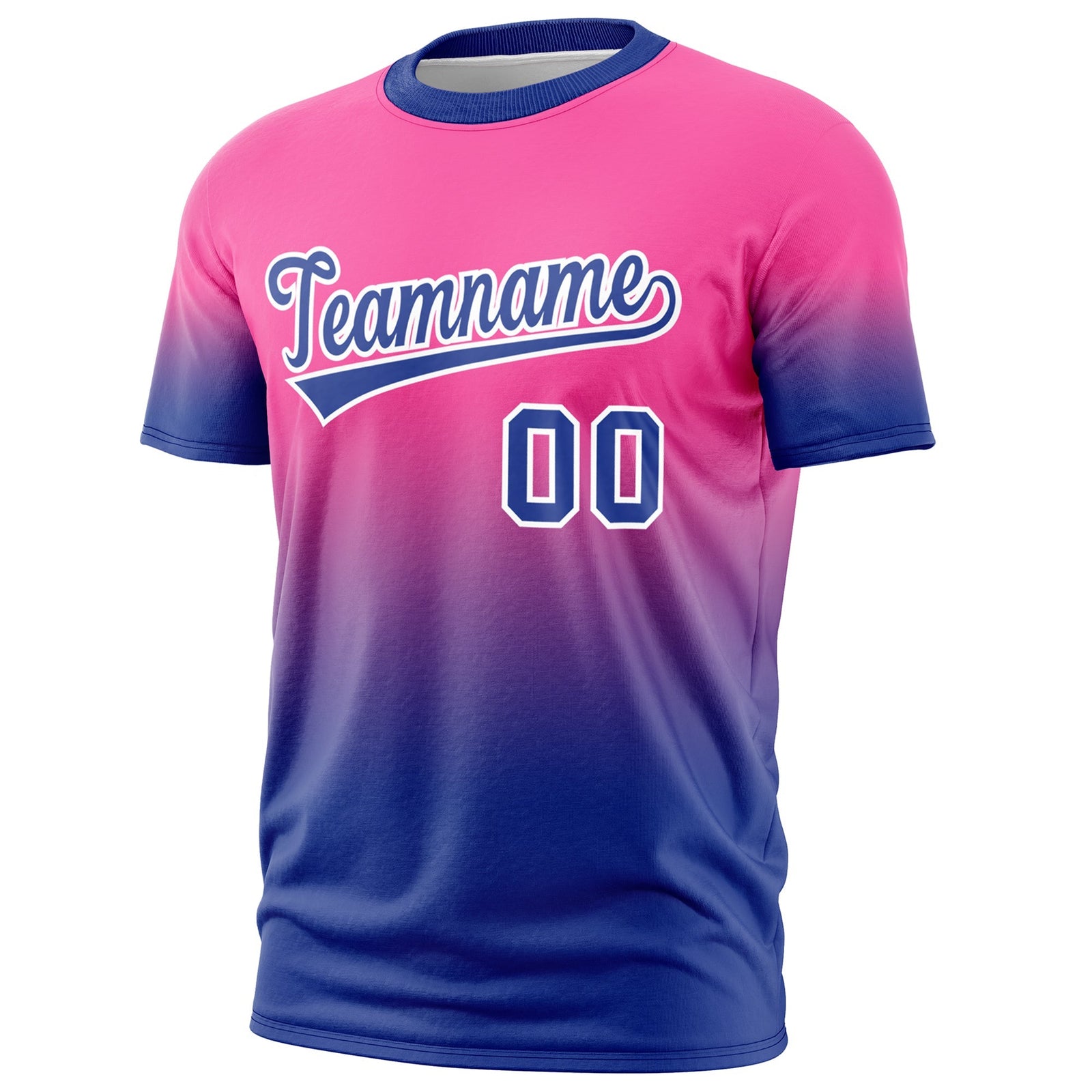 Custom Pink Royal Blue White Gradient Fashion Lightweight T-shirt| KXKSHOP