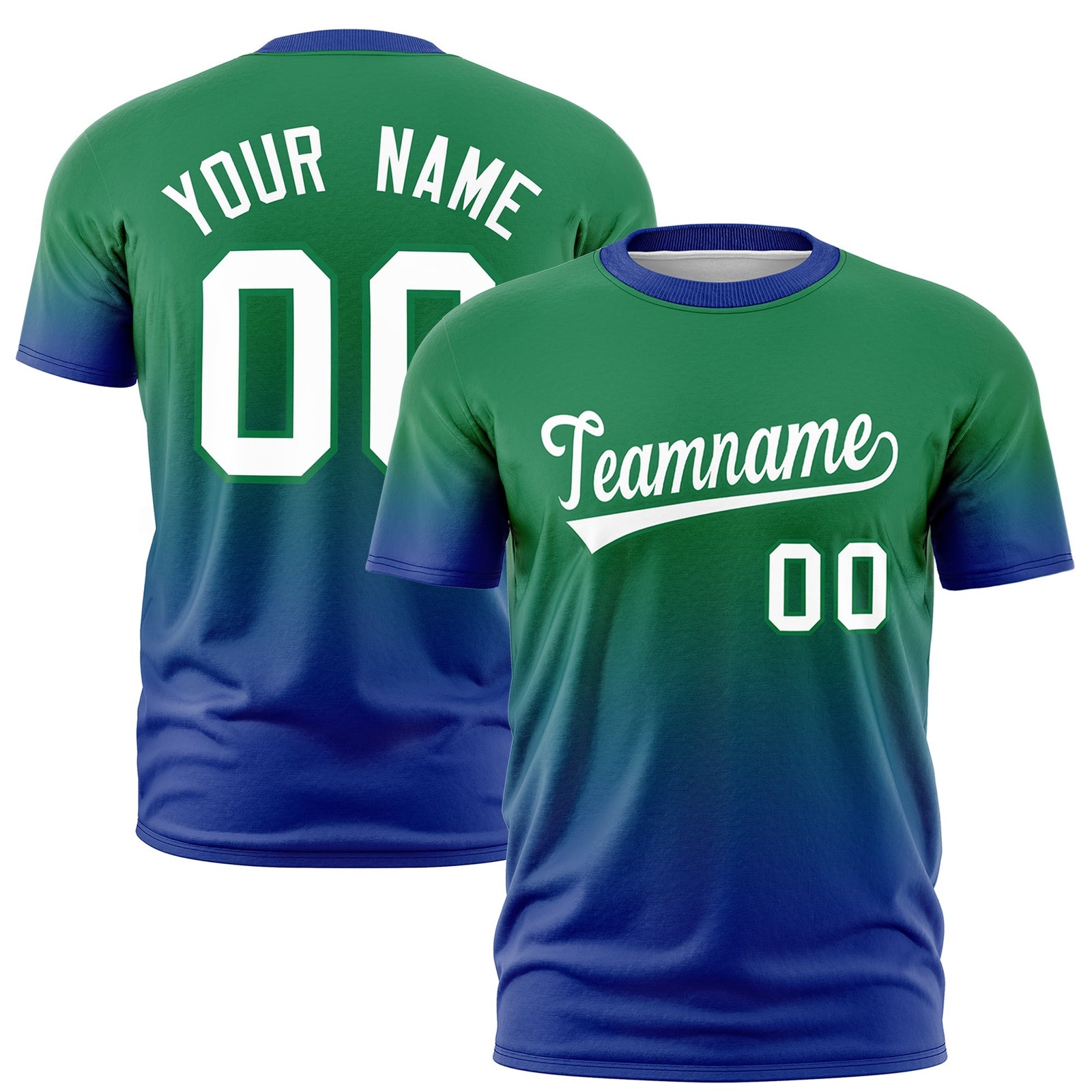 Custom Kelly Green White Gradient Fashion Quick Dry T-shirt| KXKSHOP
