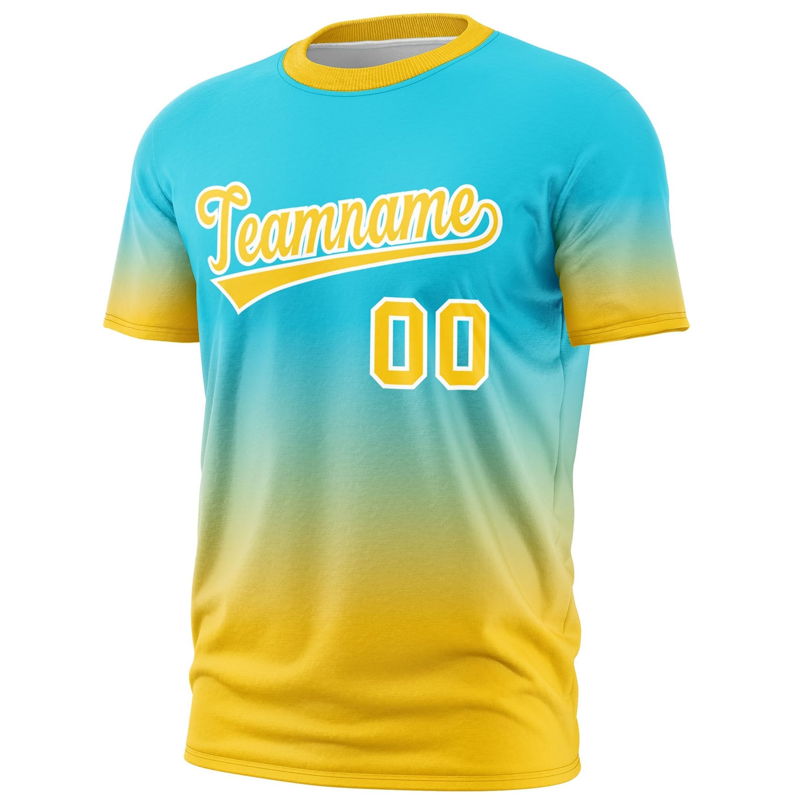 Custom Sky Blue Gold White Gradient Fashion Quick Dry T-shirt| KXKSHOP