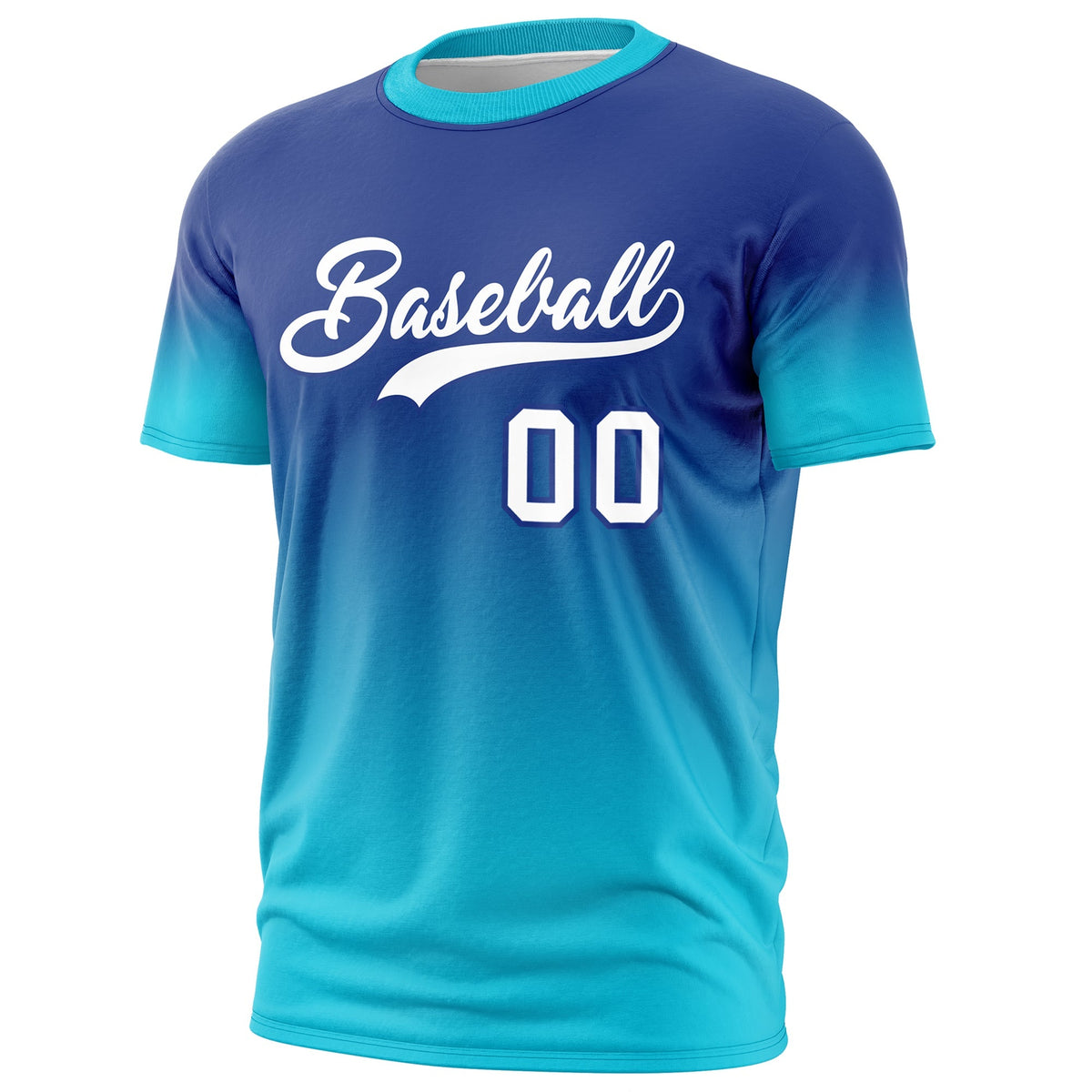 Custom Royal Blue White Gradient Fashion Lightweight T-shirt| KXKSHOP