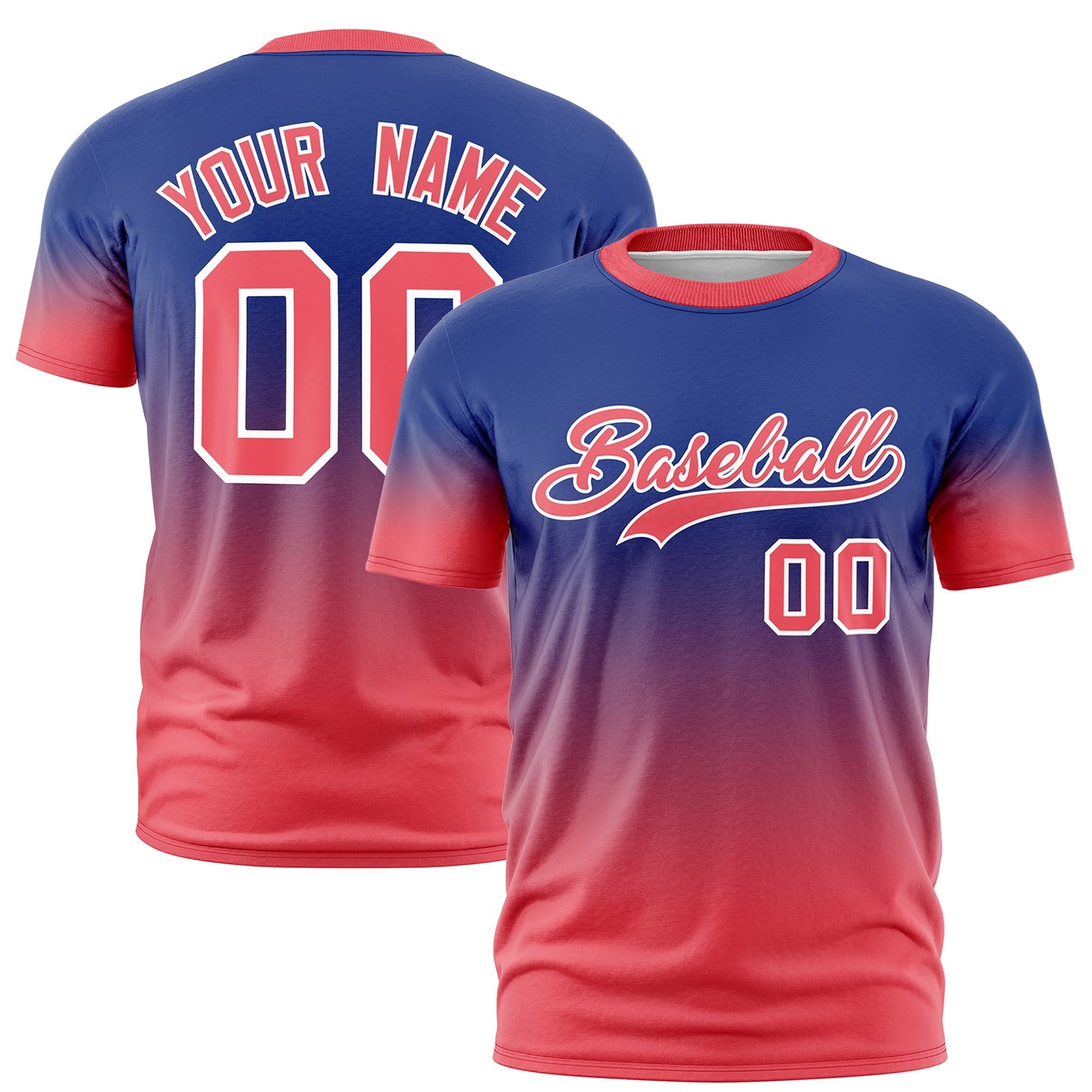 Custom Royal Blue White Gradient Fashion Quick Dry T-shirt| KXKSHOP