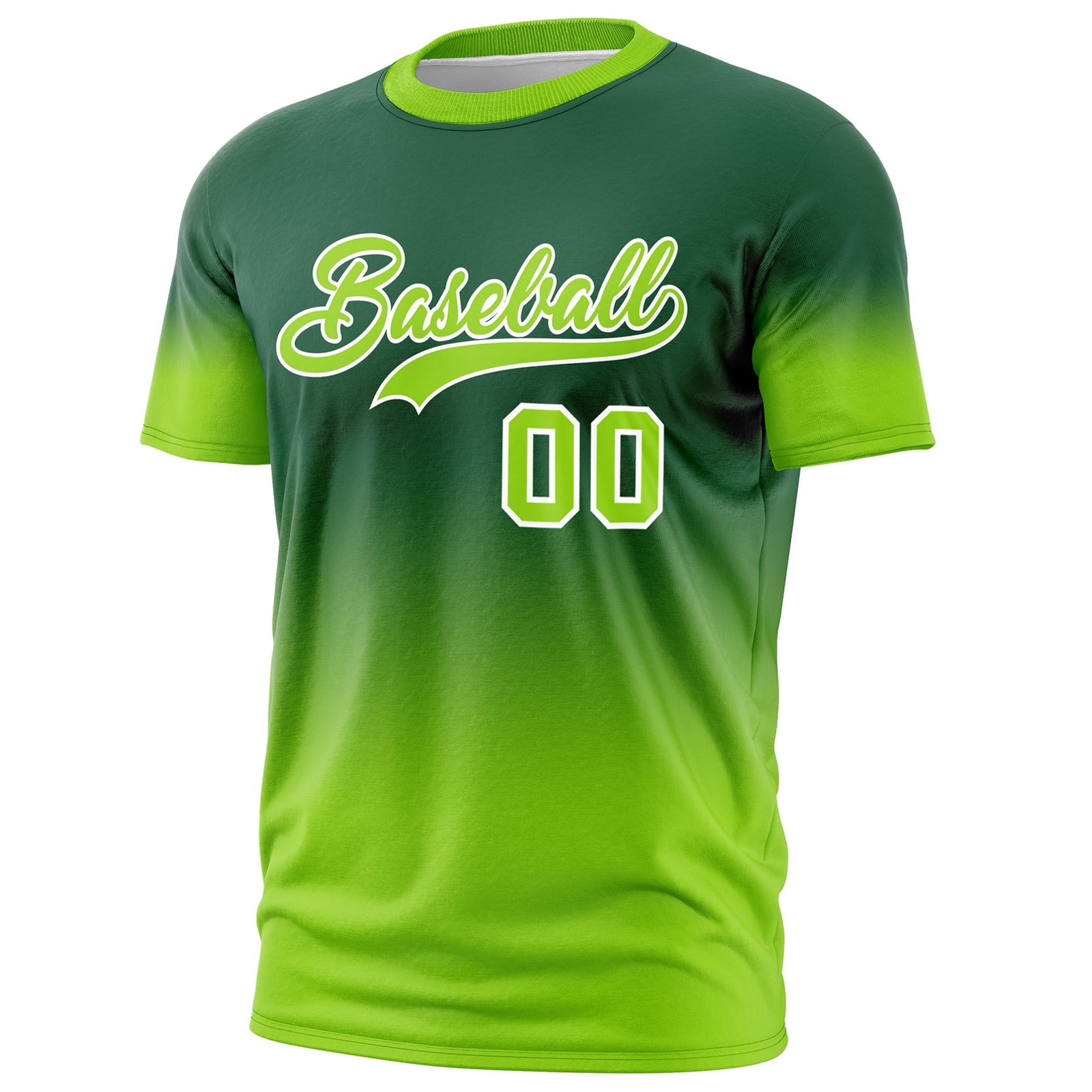 Custom Green Neon Green White Gradient Fashion Lightweight T-shirt| KXKSHOP