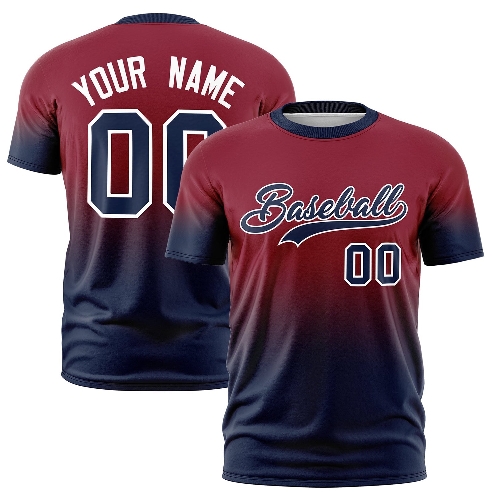 Custom Crimson Navy White Gradient Fashion Lightweight T-shirt| KXKSHOP