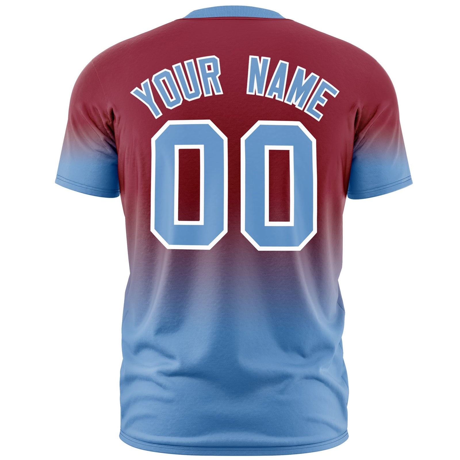 Custom Crimson Light Blue White Gradient Fashion Lightweight T-shirt| KXKSHOP
