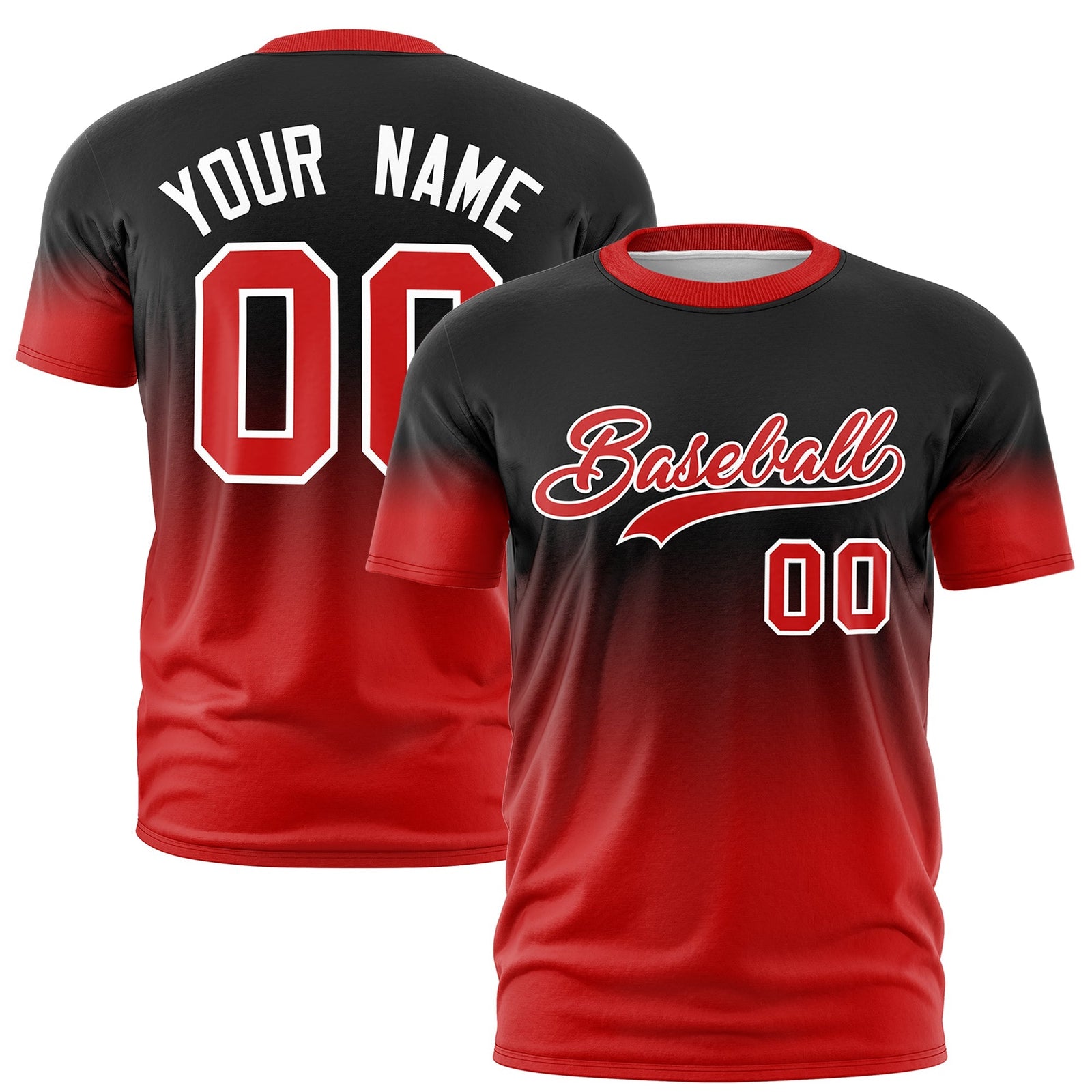 Custom Black Red White Gradient Fashion Quick Dry T-shirt| KXKSHOP