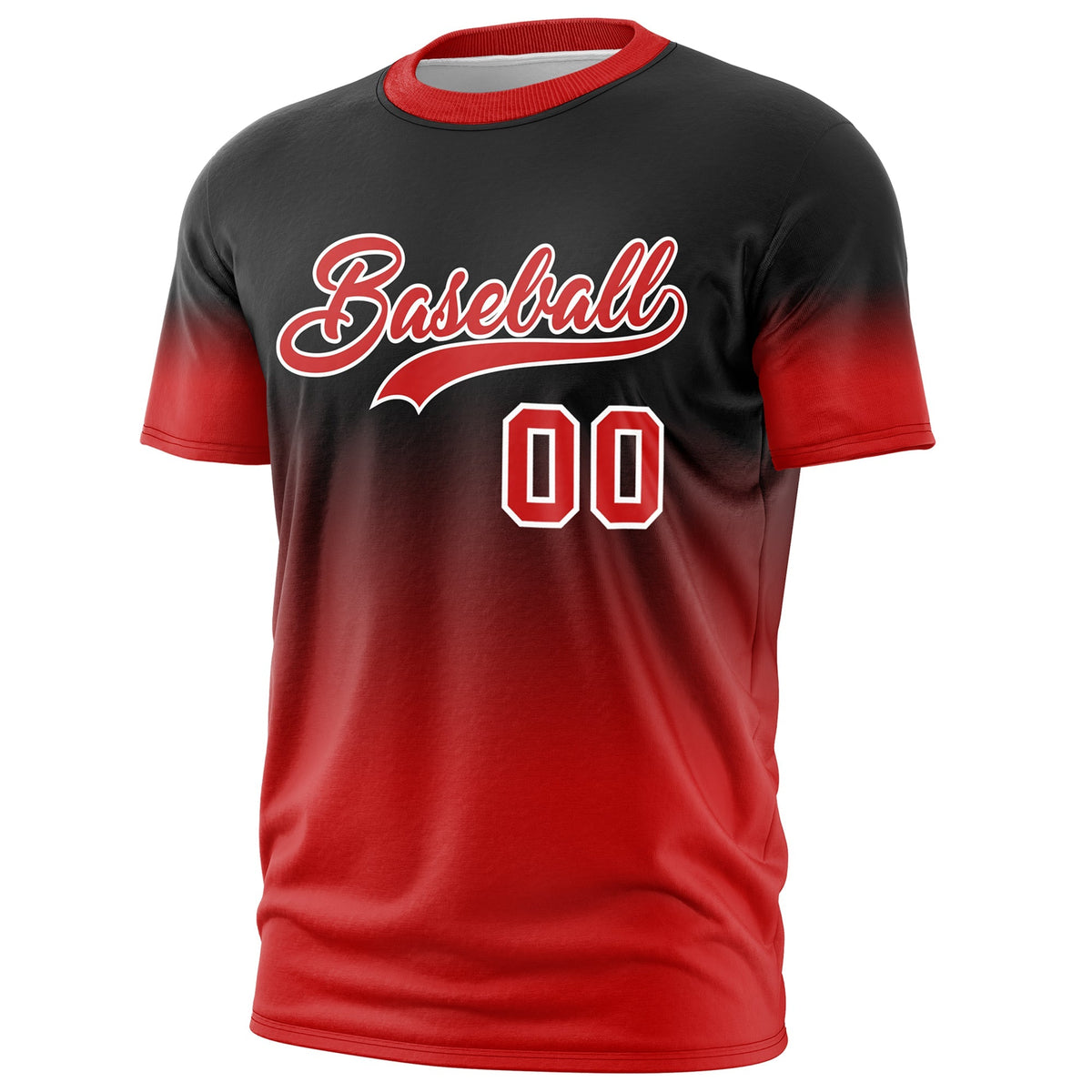 Custom Black Red White Gradient Fashion Quick Dry T-shirt| KXKSHOP