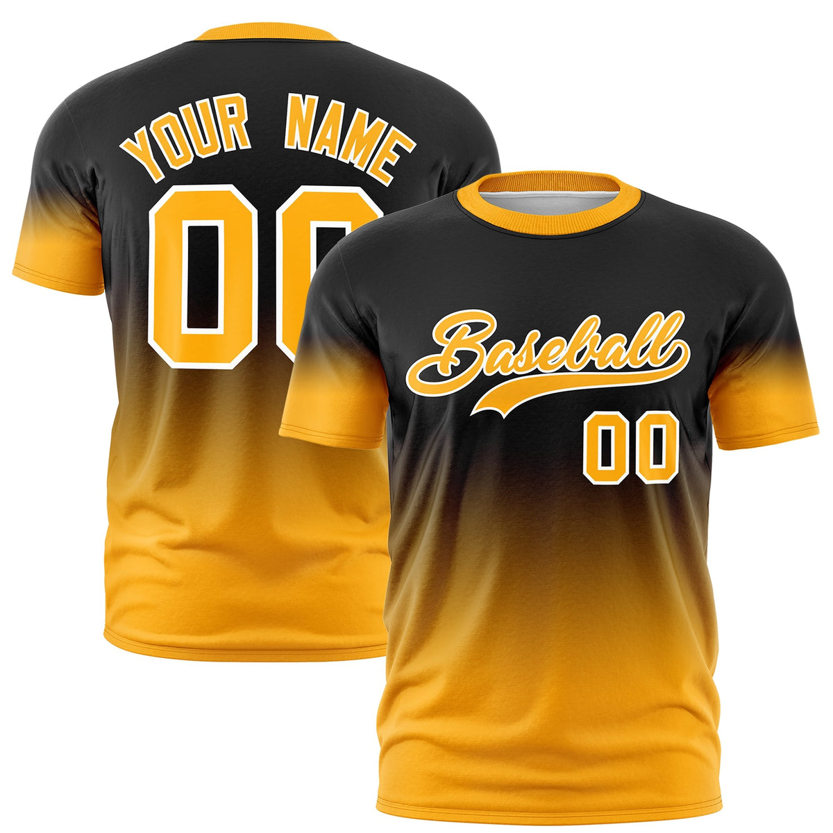 Custom Black Yellow White Gradient Fashion Quick Dry T-shirt| KXKSHOP