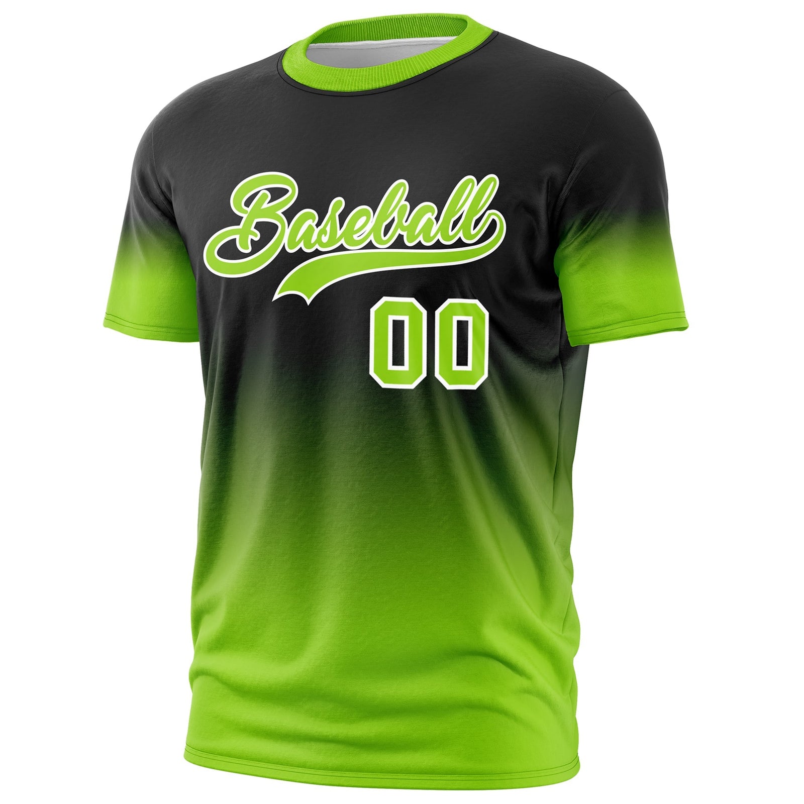 Custom Black Neon Green White Gradient Fashion Lightweight T-shirt| KXKSHOP