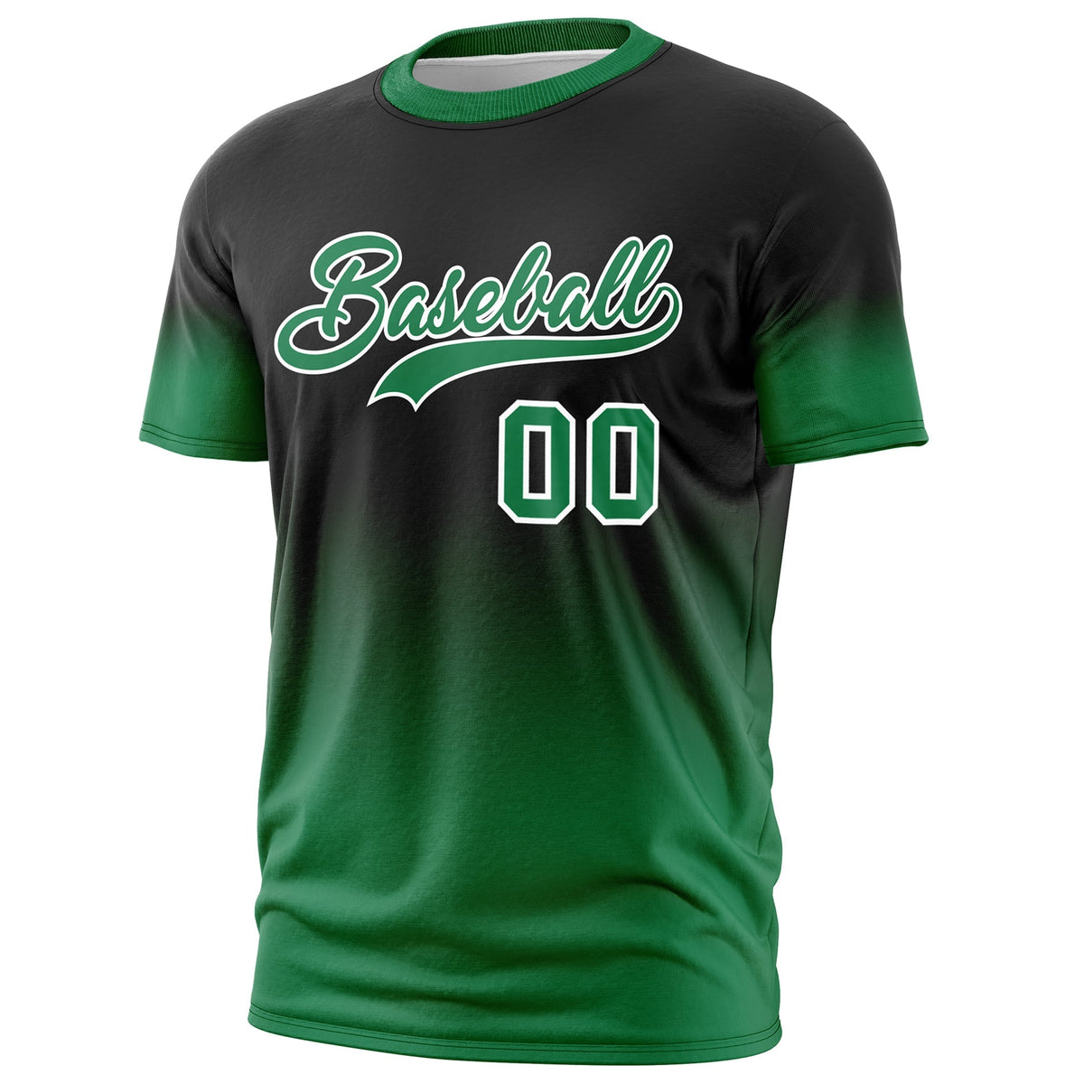 Custom Black Kelly Green White Gradient Fashion Quick Dry T-shirt| KXKSHOP