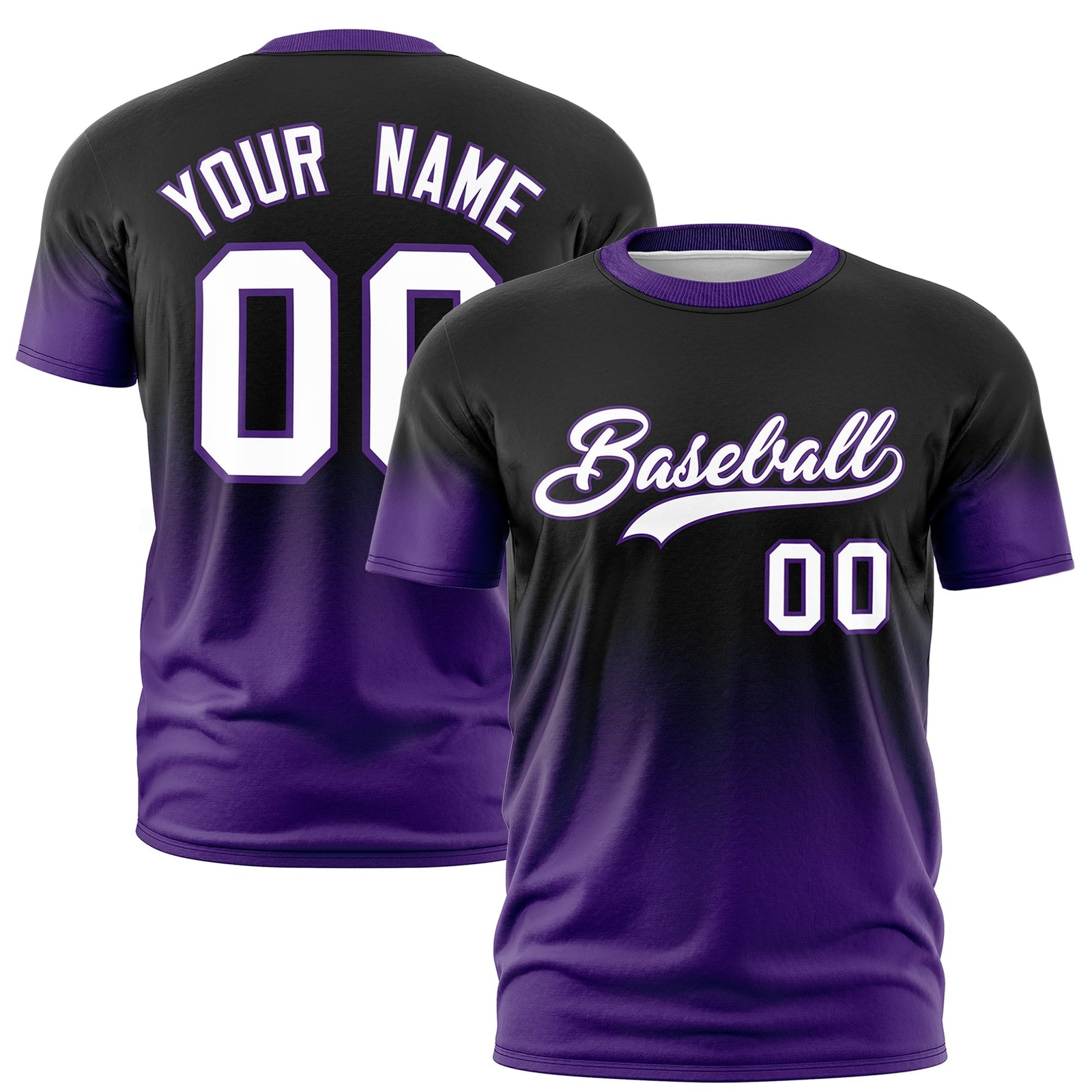 Custom Black White Purple Gradient Fashion Quick Dry T-shirt| KXKSHOP