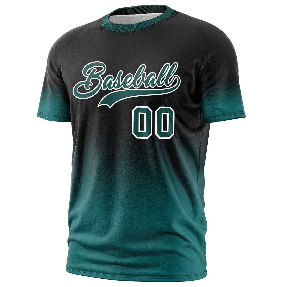 Custom Black Teal White Gradient Fashion Quick Dry T-shirt| KXKSHOP