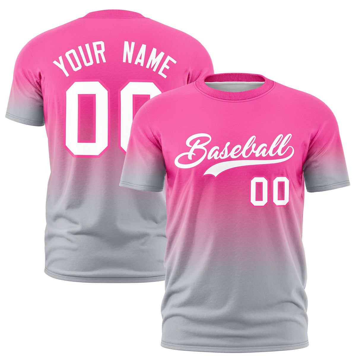 Custom Pink White Gradient Fashion Quick Dry T-shirt| KXKSHOP