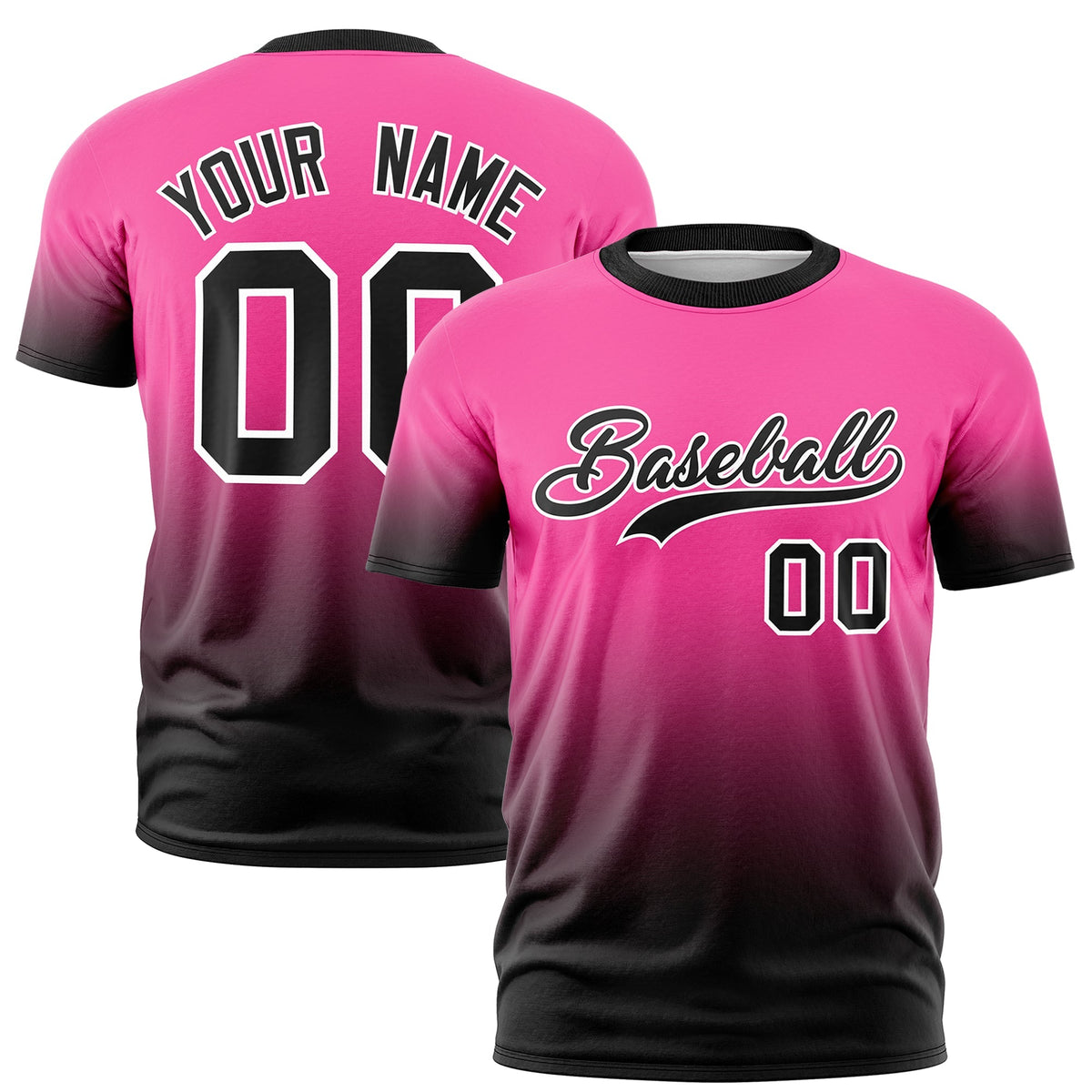 Custom Pink Black White Gradient Fashion Lightweight T-shirt| KXKSHOP