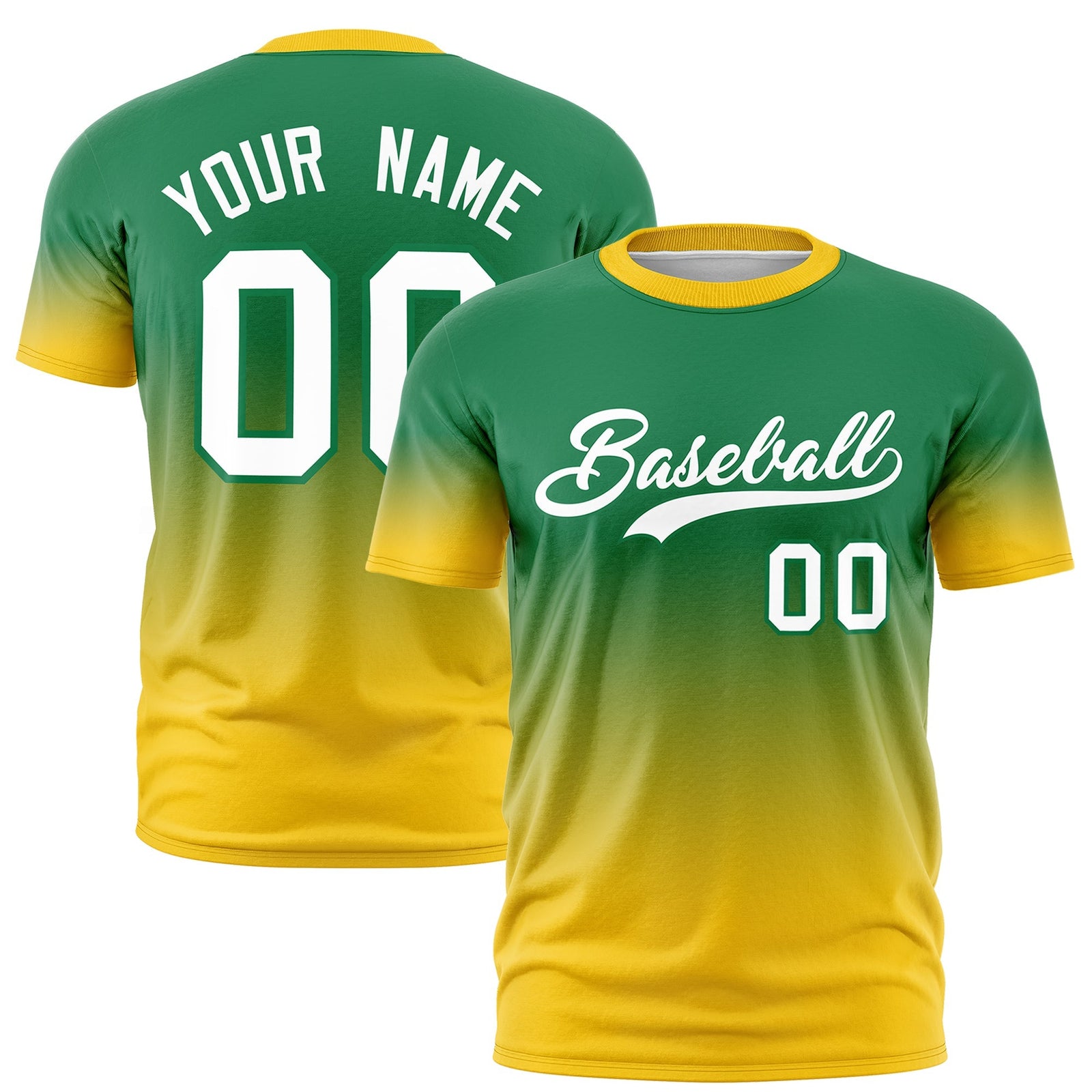 Custom Kelly Green White Gradient Fashion Lightweight T-shirt| KXKSHOP