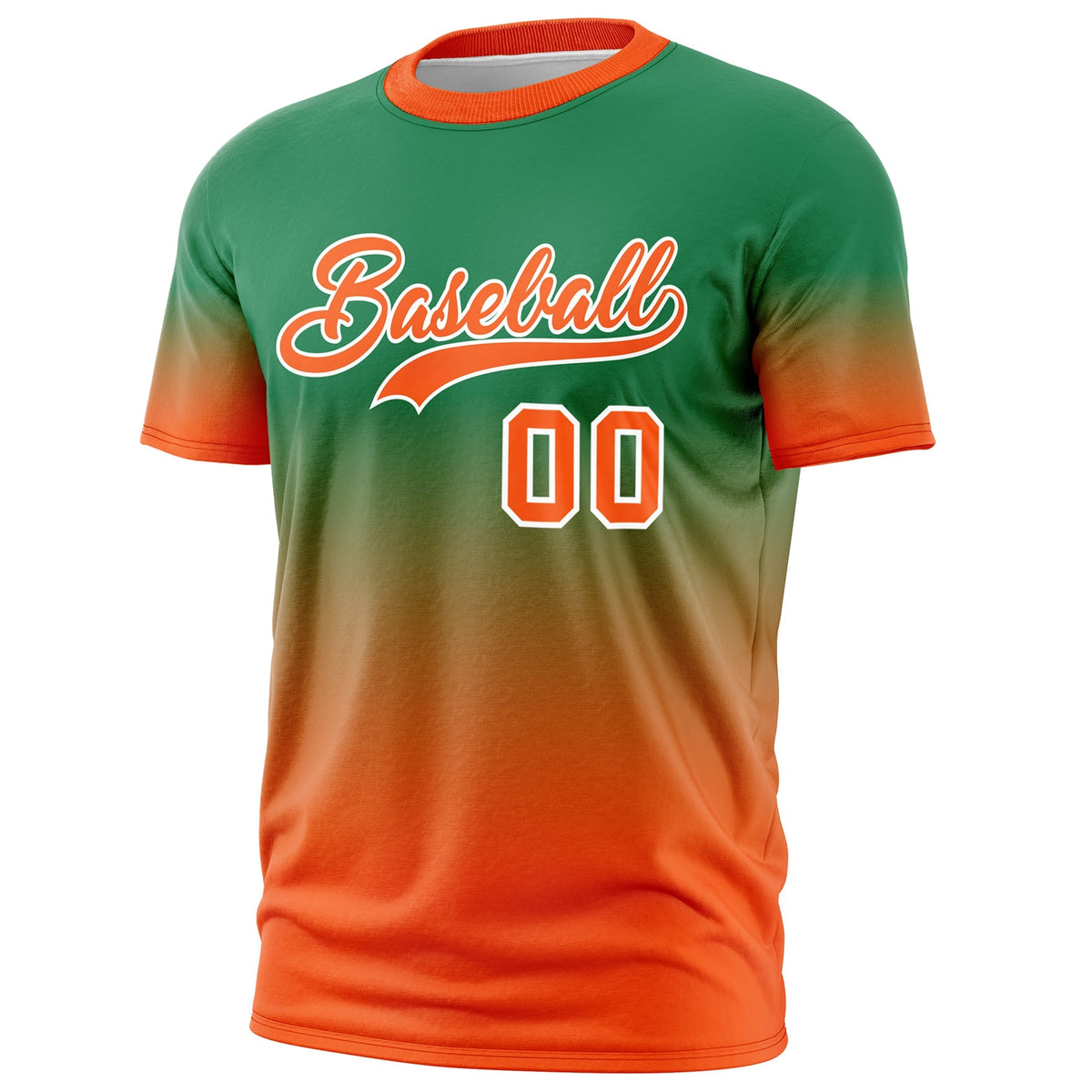 Custom Kelly Green Orange White Gradient Fashion Lightweight T-shirt| KXKSHOP