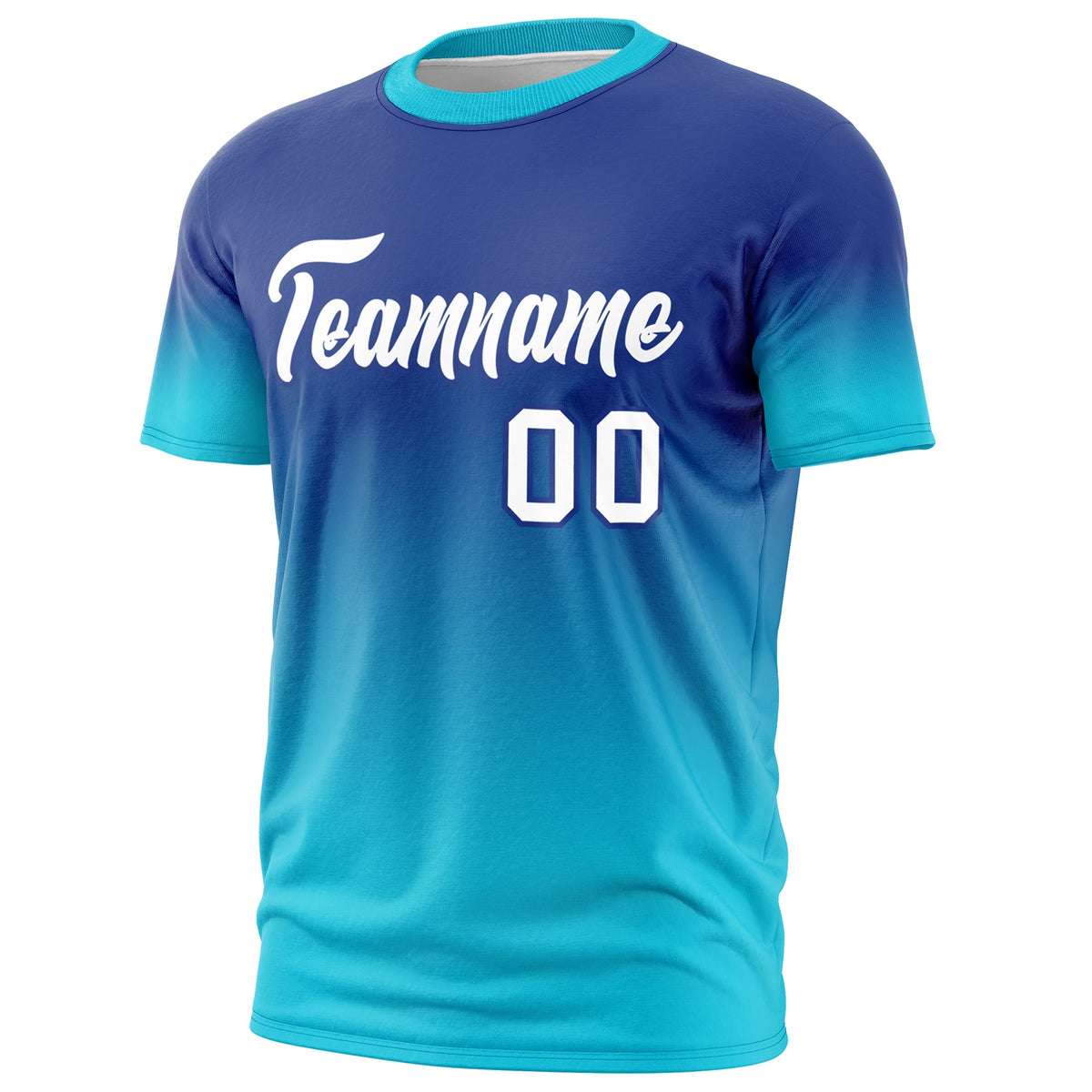 Custom Royal Blue White Gradient Fashion Lightweight T-shirt| KXKSHOP