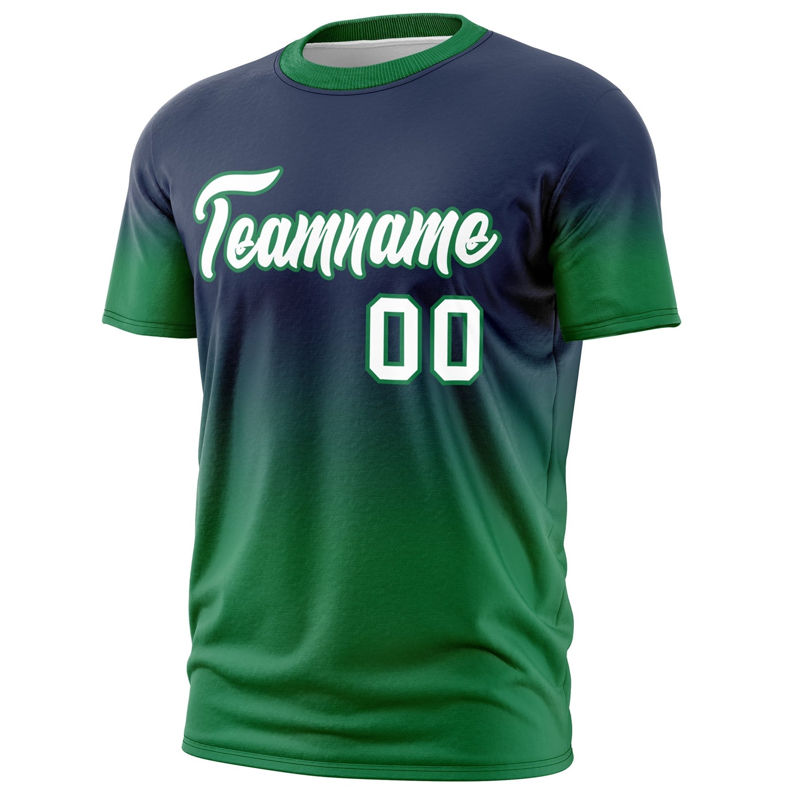 Custom Navy White Kelly Green Gradient Fashion Lightweight T-shirt| KXKSHOP