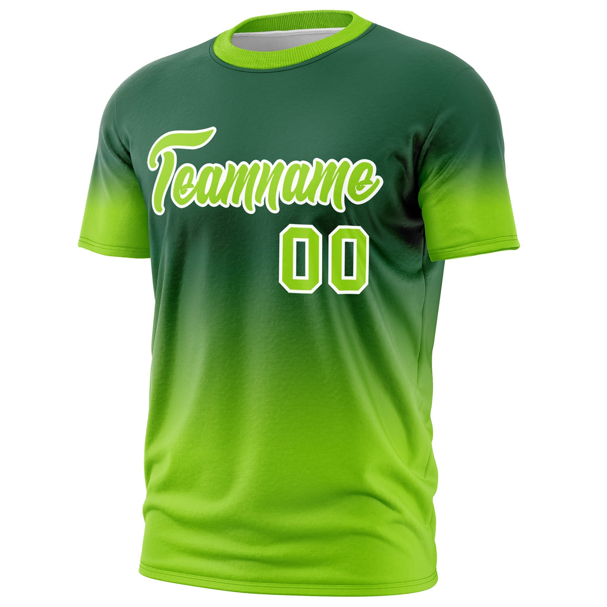 Custom Green Neon Green White Gradient Fashion Lightweight T-shirt| KXKSHOP