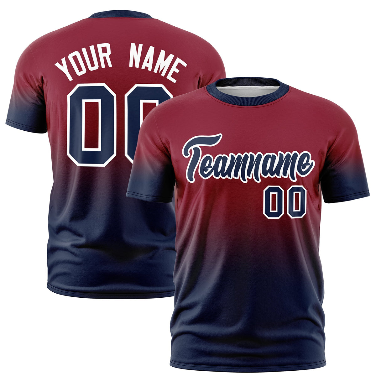 Custom Crimson Navy White Gradient Fashion Lightweight T-shirt| KXKSHOP
