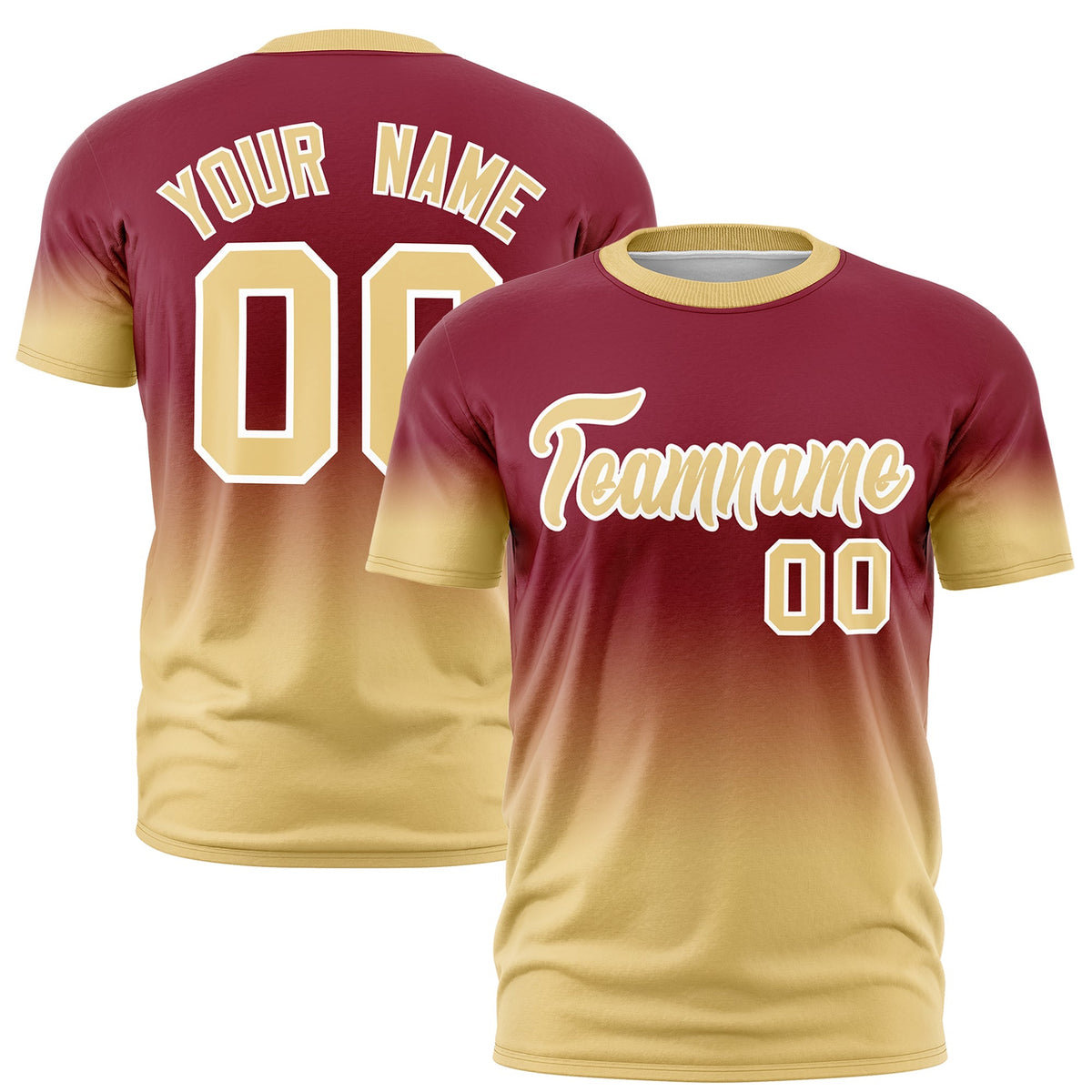 Custom Crimson Khaki White Gradient Fashion Quick Dry T-shirt| KXKSHOP