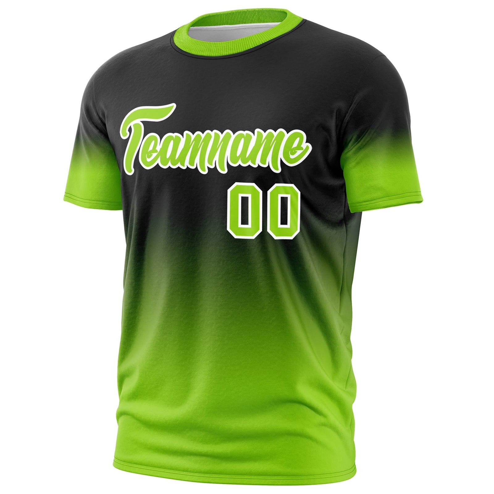 Custom Black Neon Green White Gradient Fashion Lightweight T-shirt| KXKSHOP