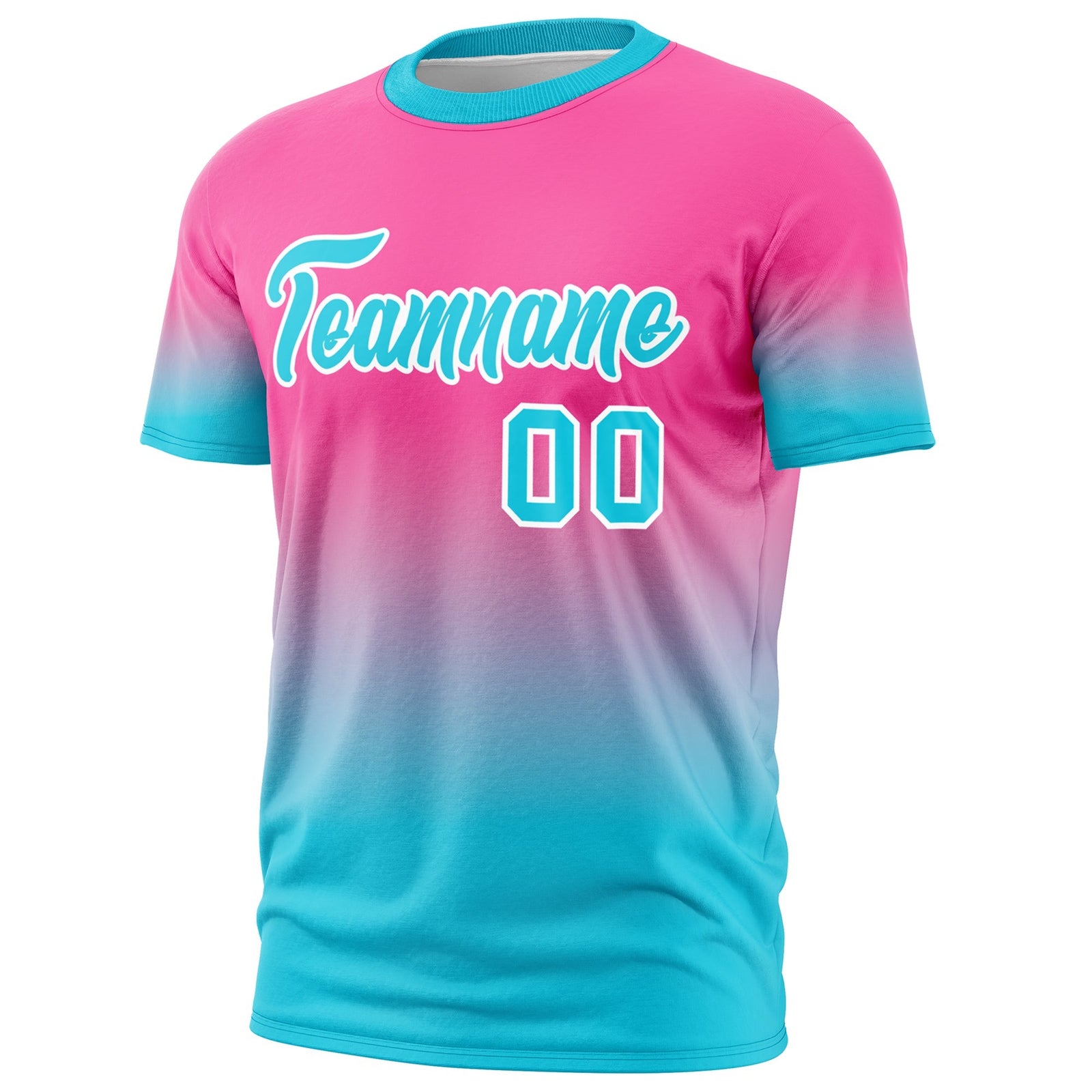 Custom Pink Sky Blue White Gradient Fashion Quick Dry T-shirt| KXKSHOP
