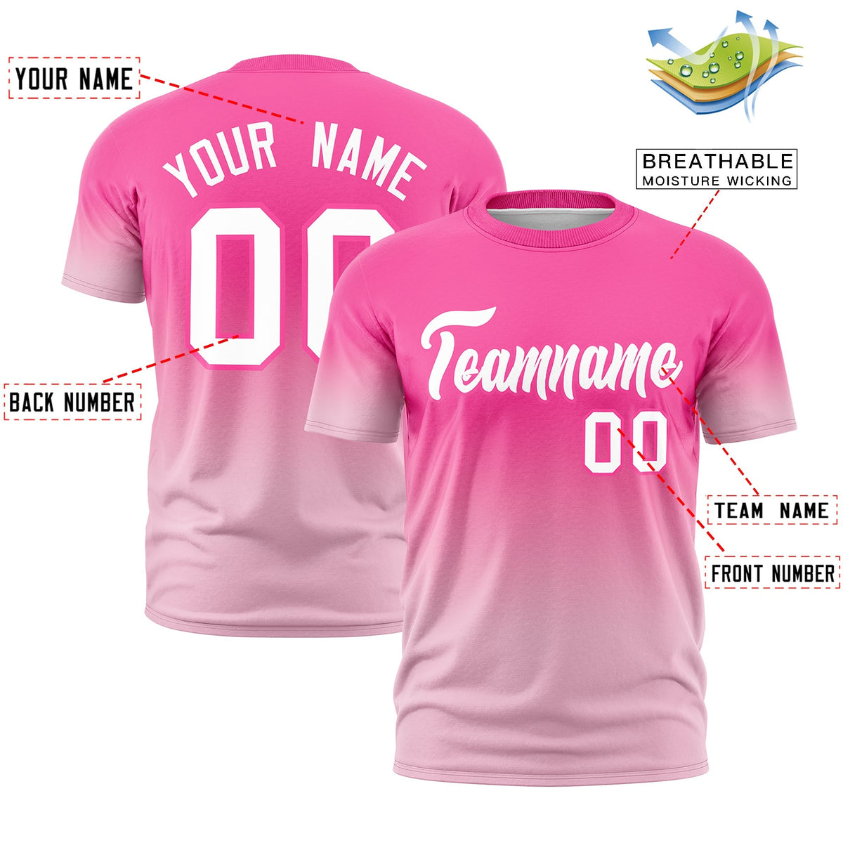 Custom White Pink Gradient Fashion Lightweight T-shirt| KXKSHOP