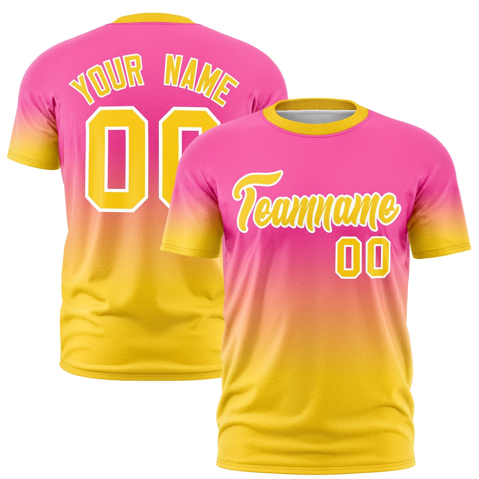 Custom Pink Gold White Gradient Fashion Lightweight T-shirt| KXKSHOP