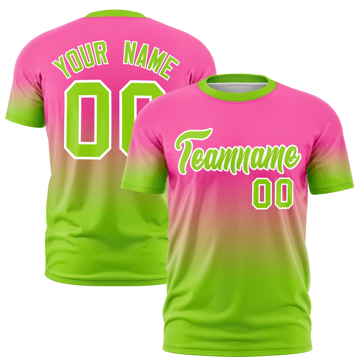 Custom Pink Neon Green White Gradient Fashion Quick Dry T-shirt| KXKSHOP