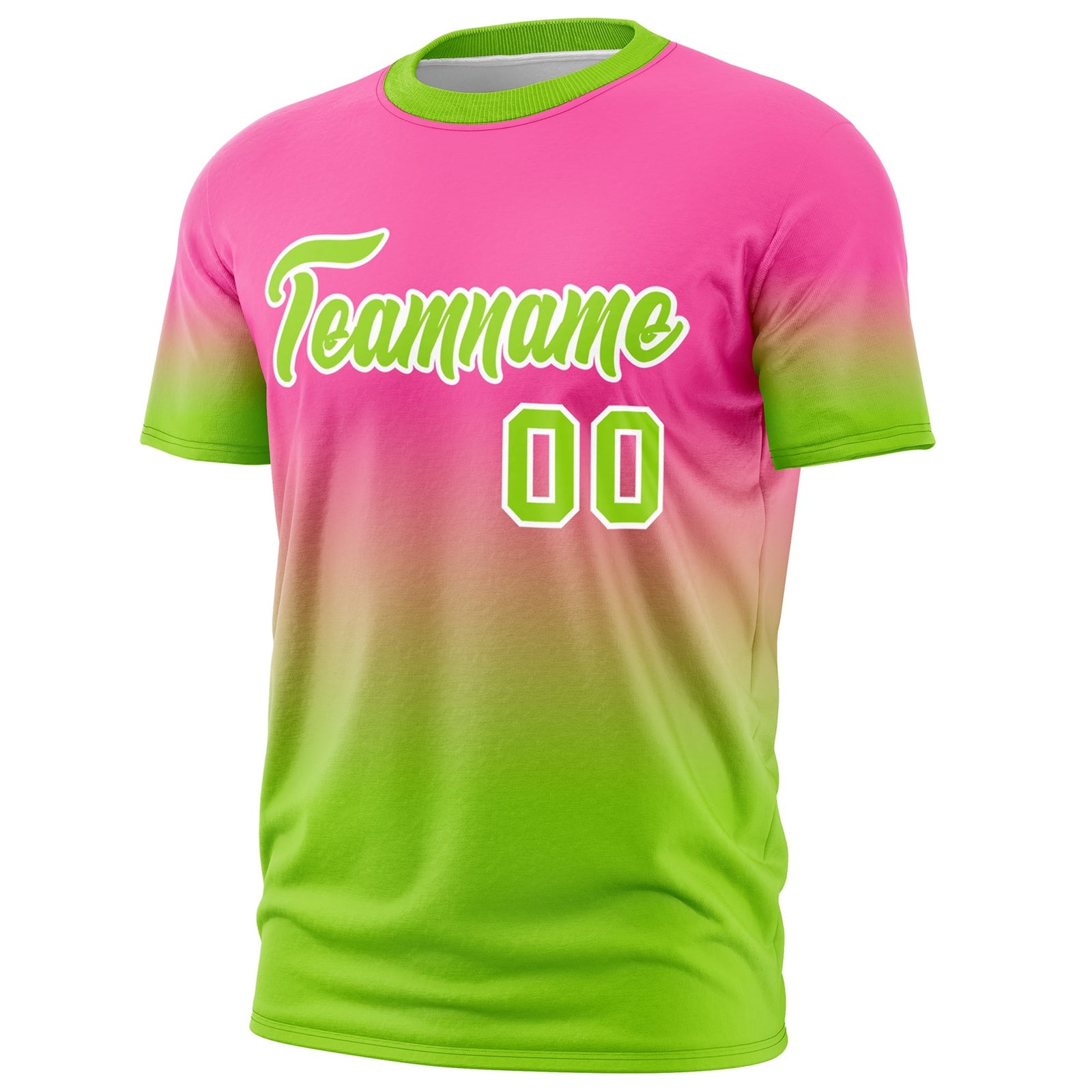 Custom Pink Neon Green White Gradient Fashion Quick Dry T-shirt| KXKSHOP