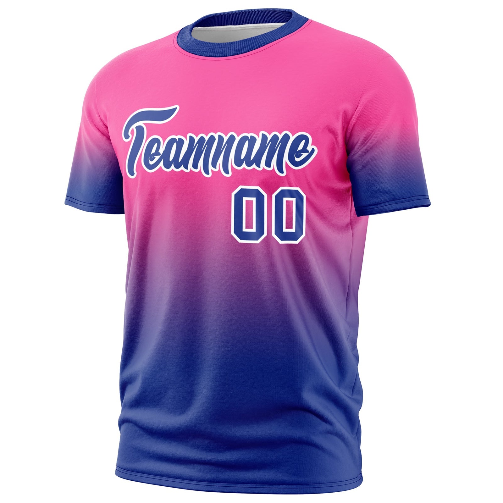 Custom Pink Royal Blue White Gradient Fashion Lightweight T-shirt| KXKSHOP