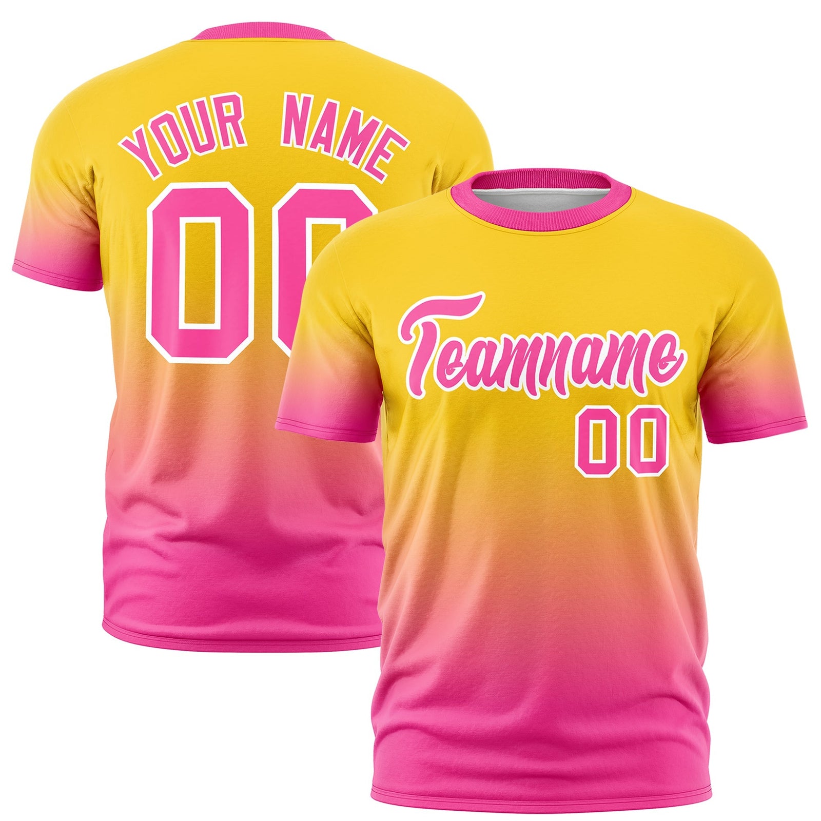 Custom Gold Pink White Gradient Fashion Quick Dry T-shirt| KXKSHOP