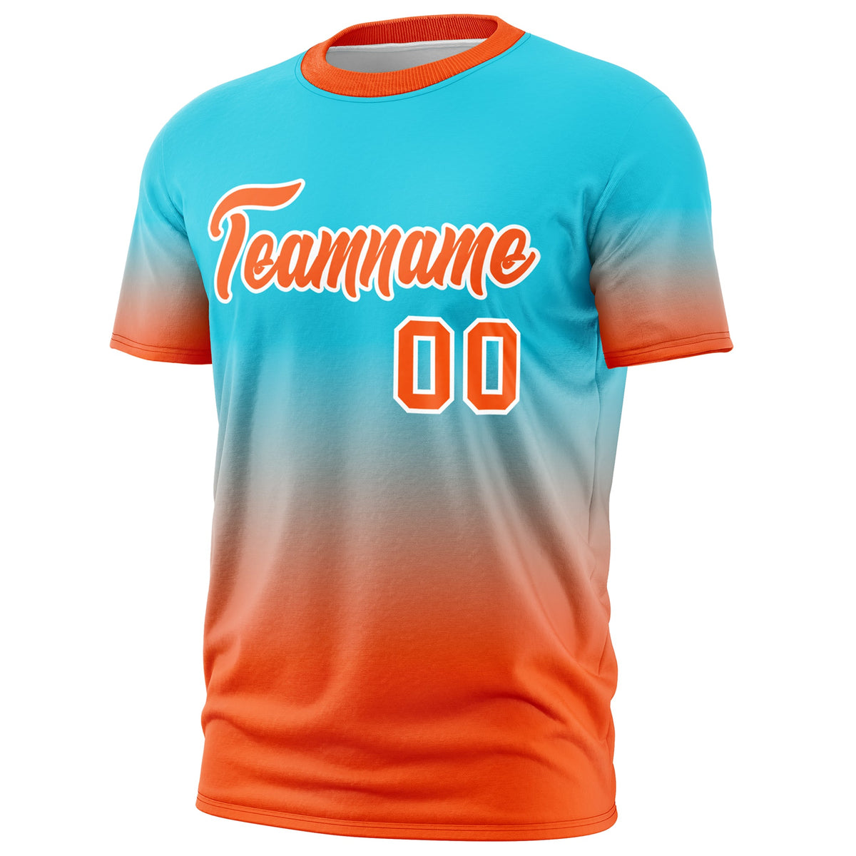 Custom Sky Blue Orange White Gradient Fashion Lightweight T-shirt| KXKSHOP