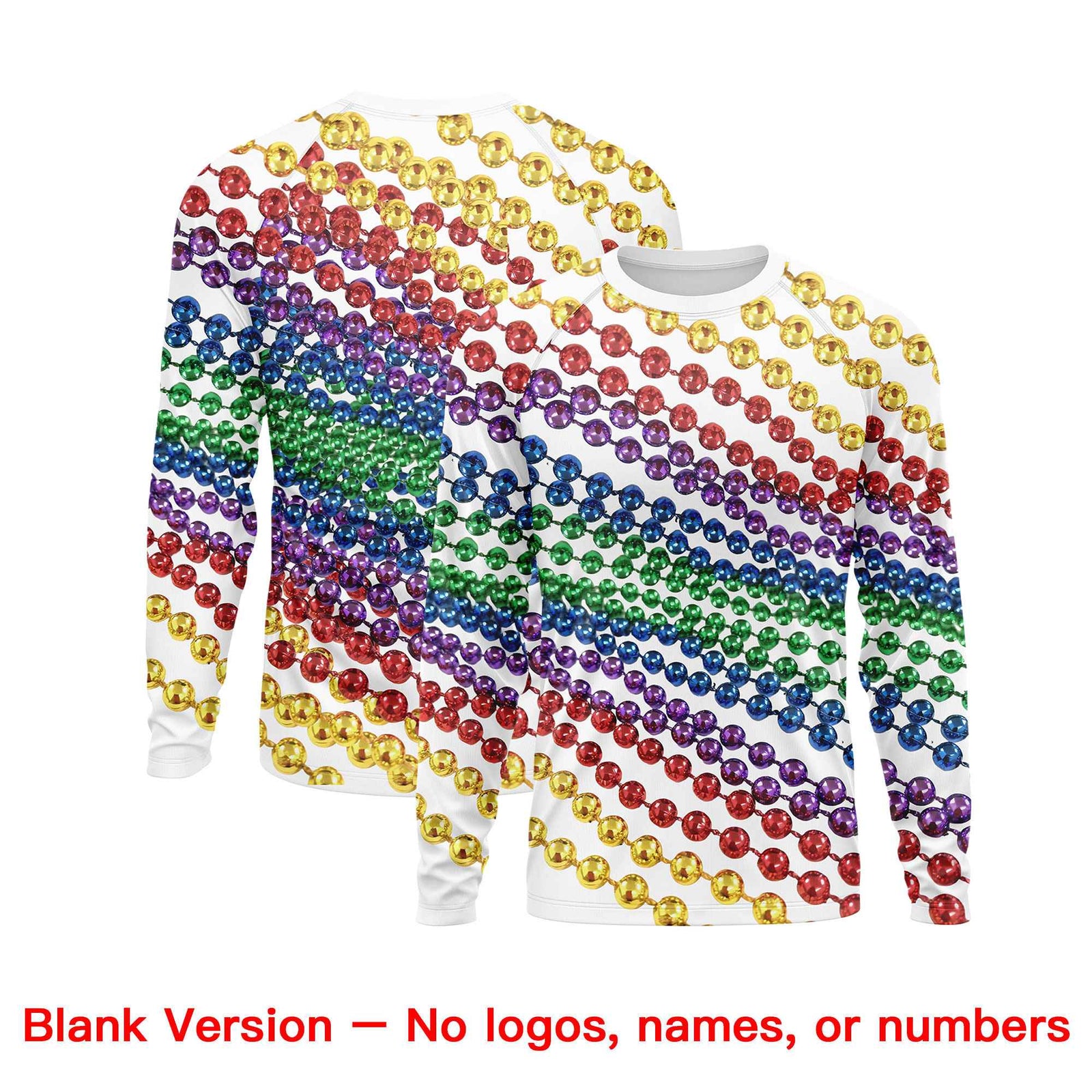 Custom White Black Crew Neck Personalized Mardi Gras Long Sleeve Performance T-shirt | KXKSHOP