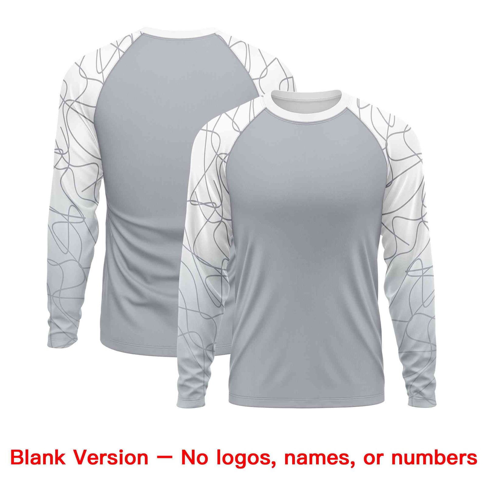 Custom Silver White Tangled Lines Pattern Raglan Long Sleeve Performance T-Shirt| KXKSHOP