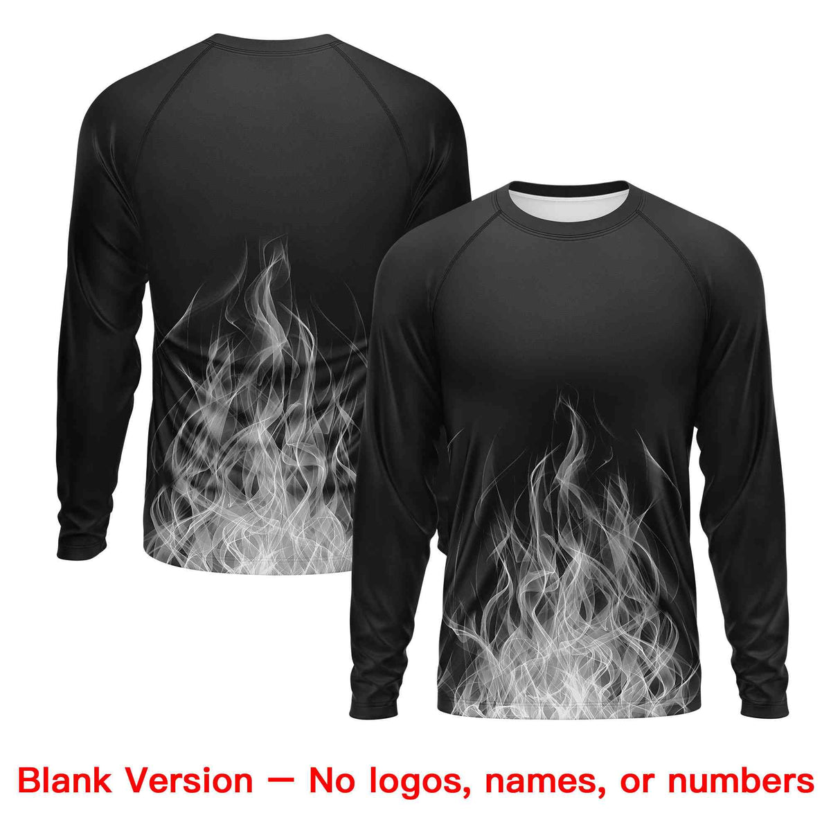 Custom Black Gray Colorful Flame Pattern Long Sleeve Performance T-Shirt| KXKSHOP