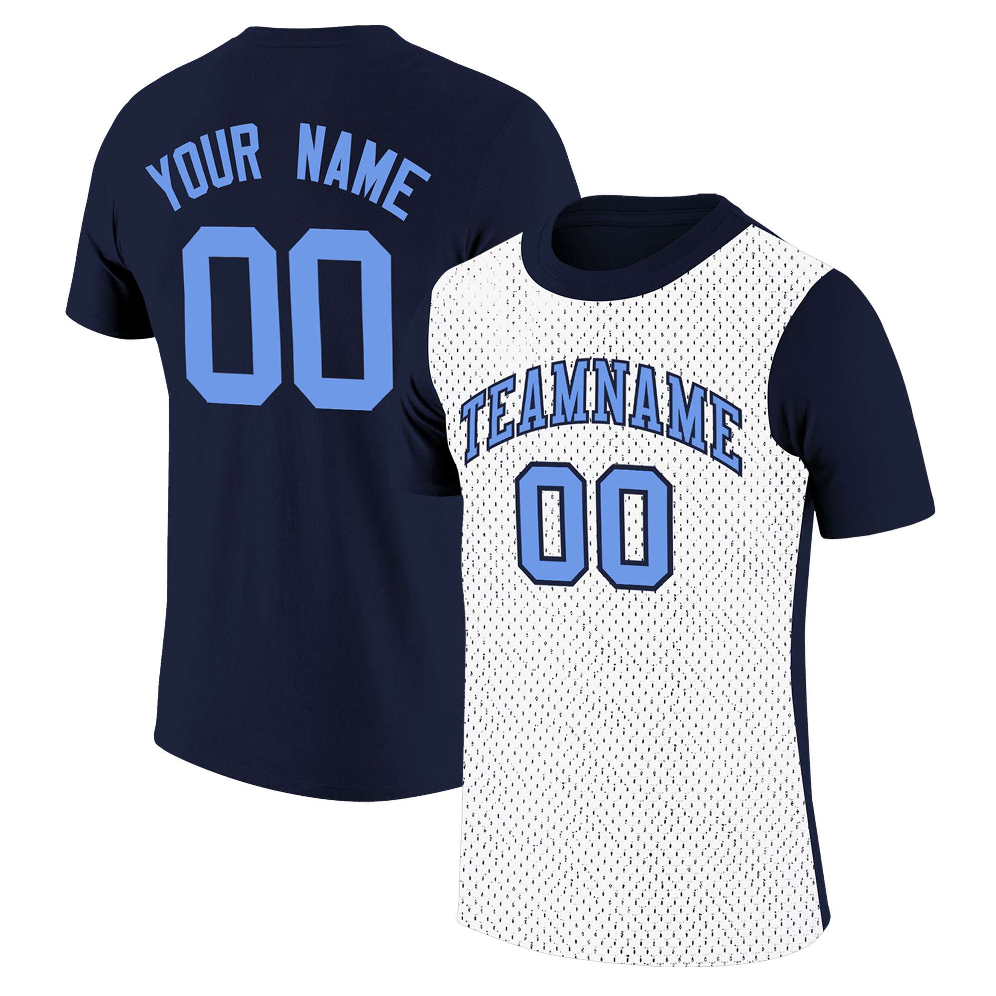 Custom Navy White Mesh Two Tone T-Shirt