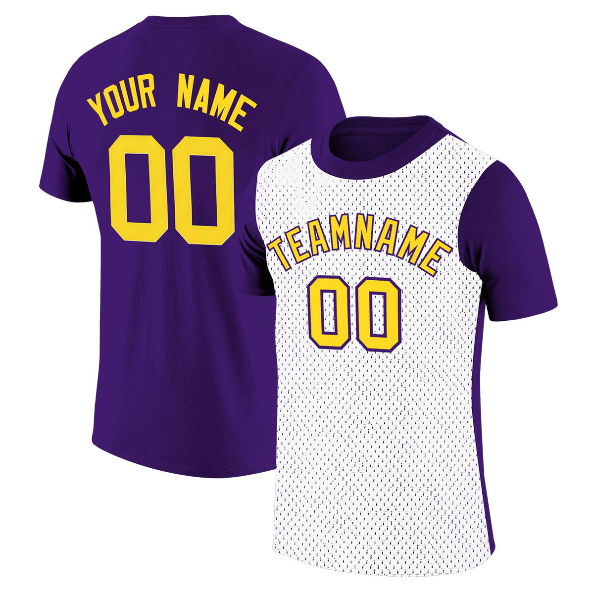 Custom Purple White Mesh Two Tone T-Shirt