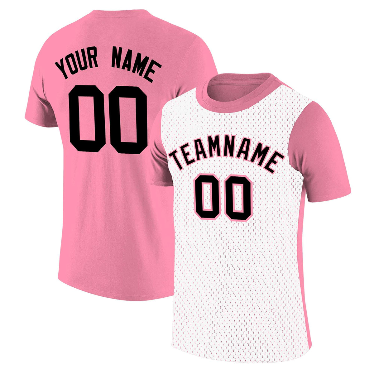 Custom Light Pink White Mesh Two Tone T-Shirt