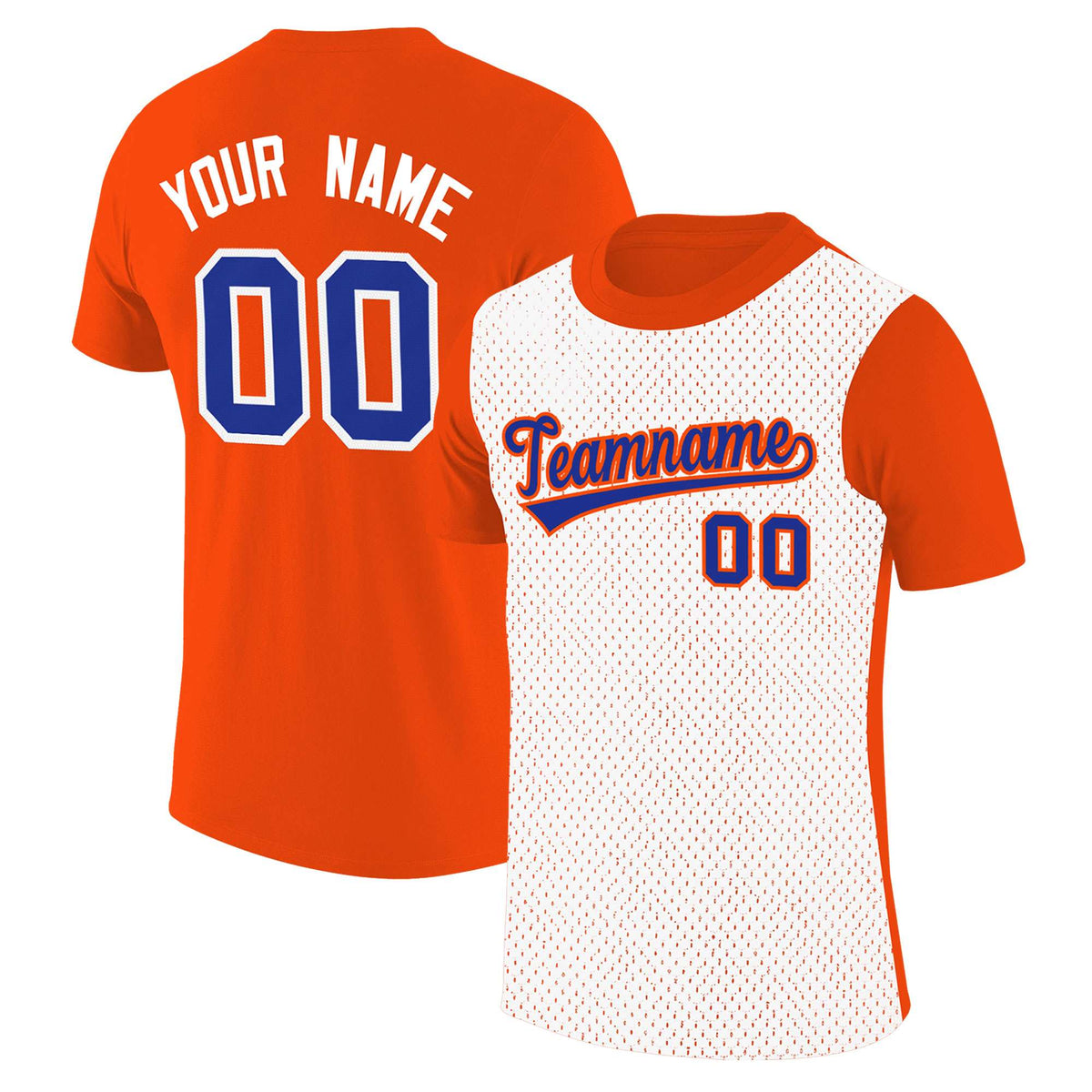 Custom Orange White Mesh Two Tone T-Shirt