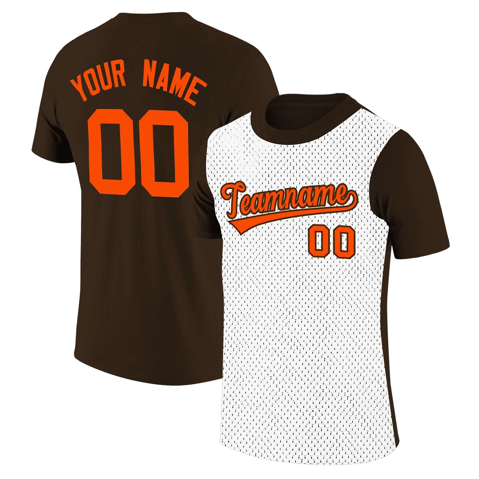 Custom Brown White Mesh Two Tone T-Shirt