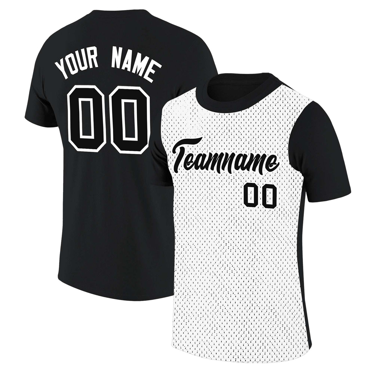Custom Black White Mesh Two Tone T-Shirt