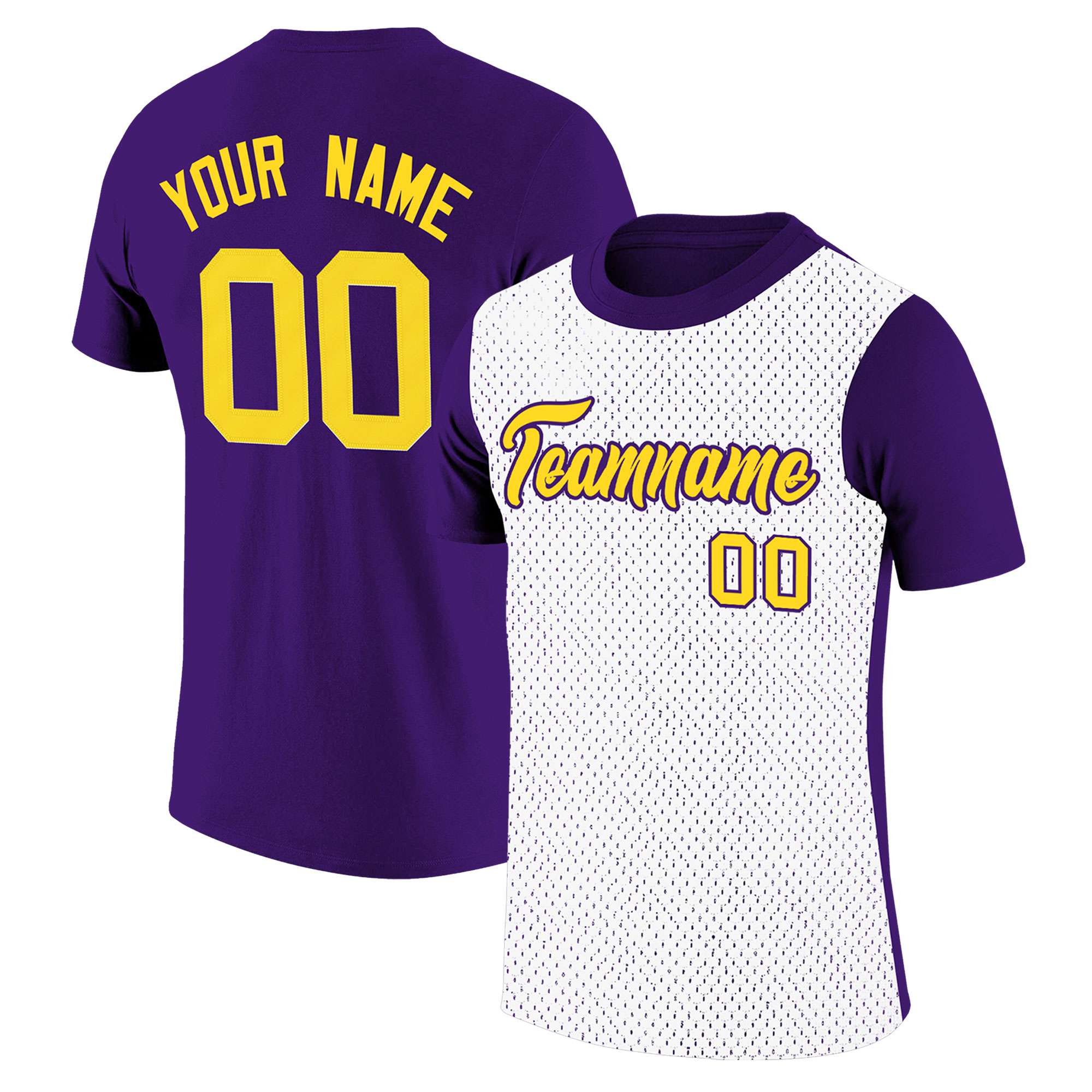 Custom Purple White Mesh Two Tone T-Shirt