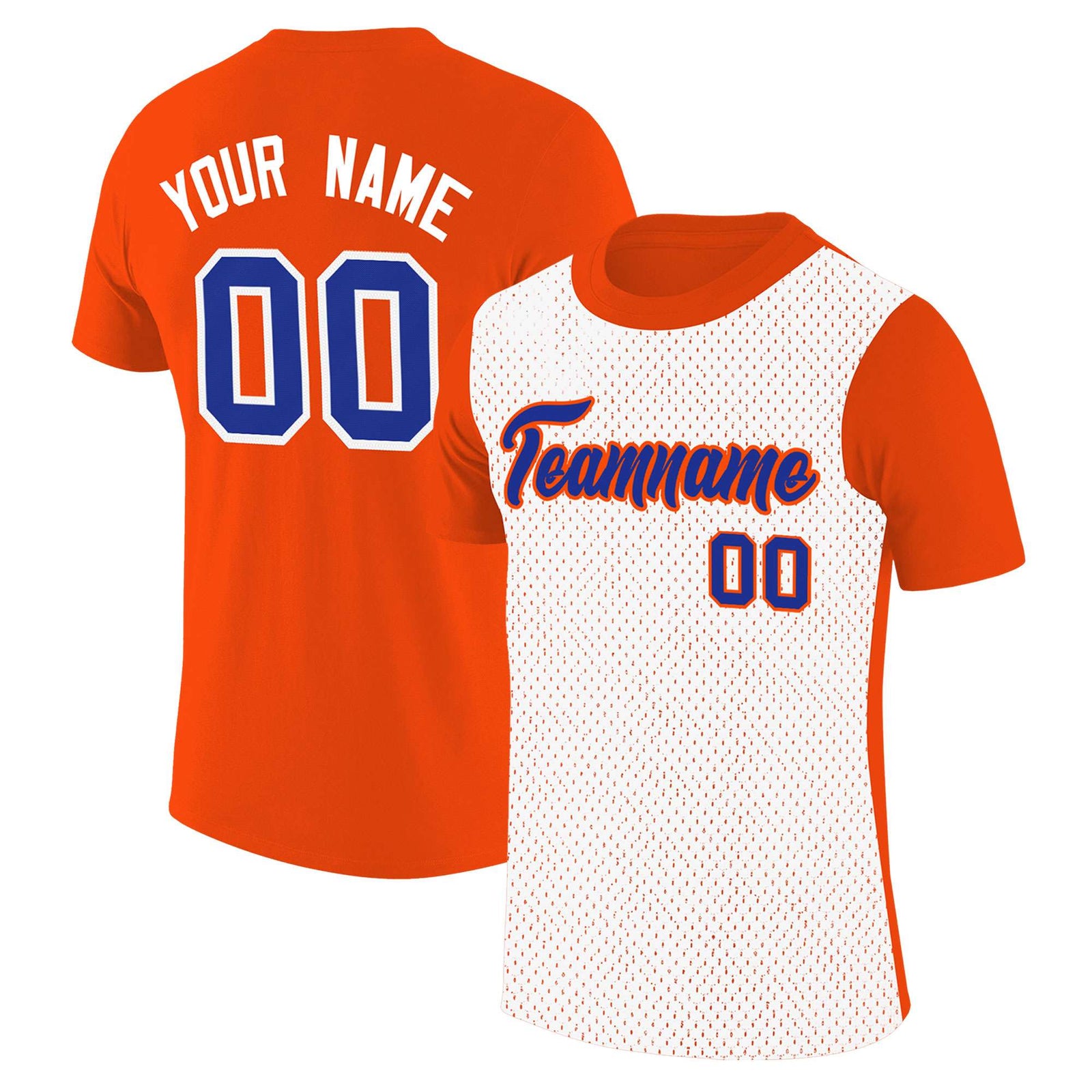 Custom Orange White Mesh Two Tone T-Shirt