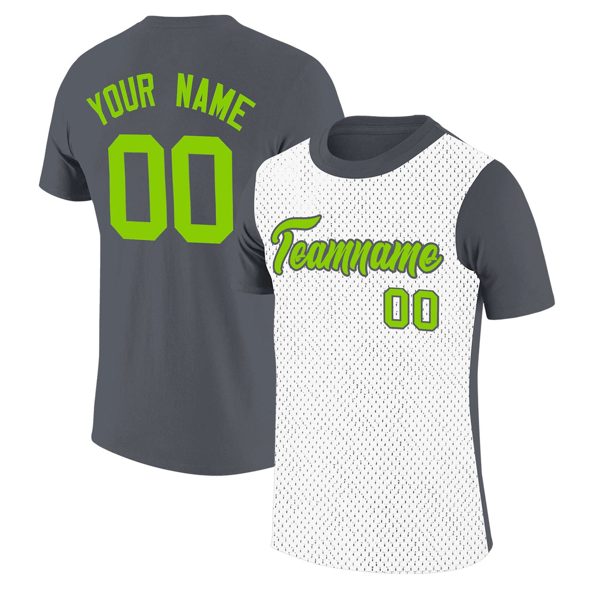 Custom Gray White Mesh Two Tone T-Shirt